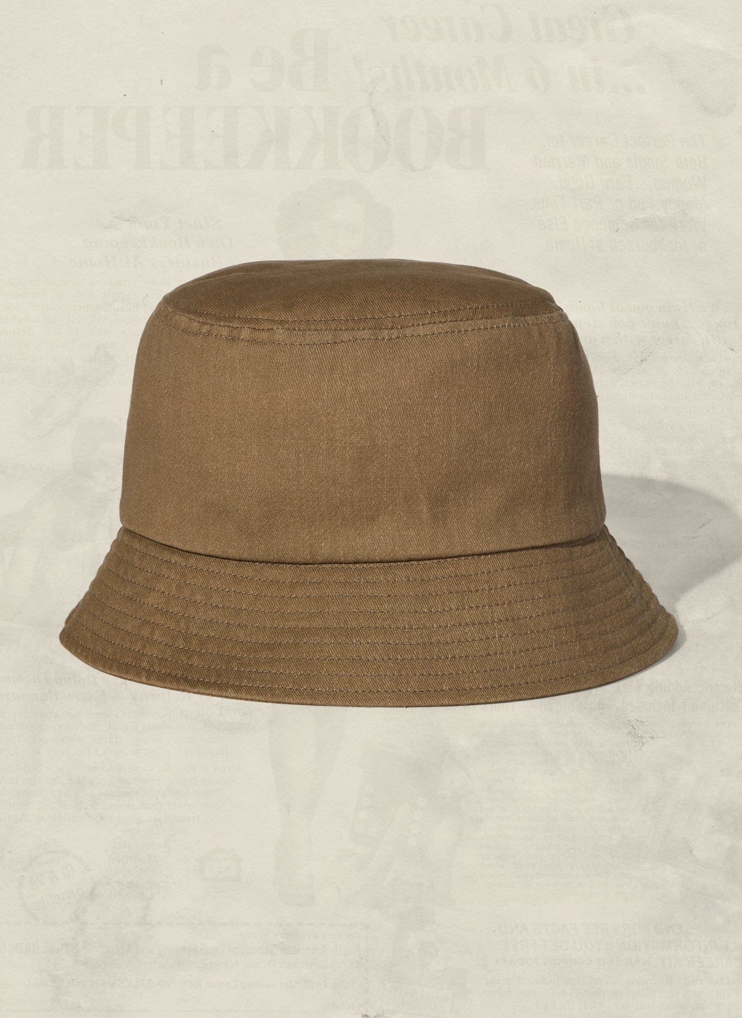Vintage Washed Brushed Cotton Twill Bucket Hat by Weld Mfg. Earthy Color Wholesale Blank Hats for Creative Brands and Companies.