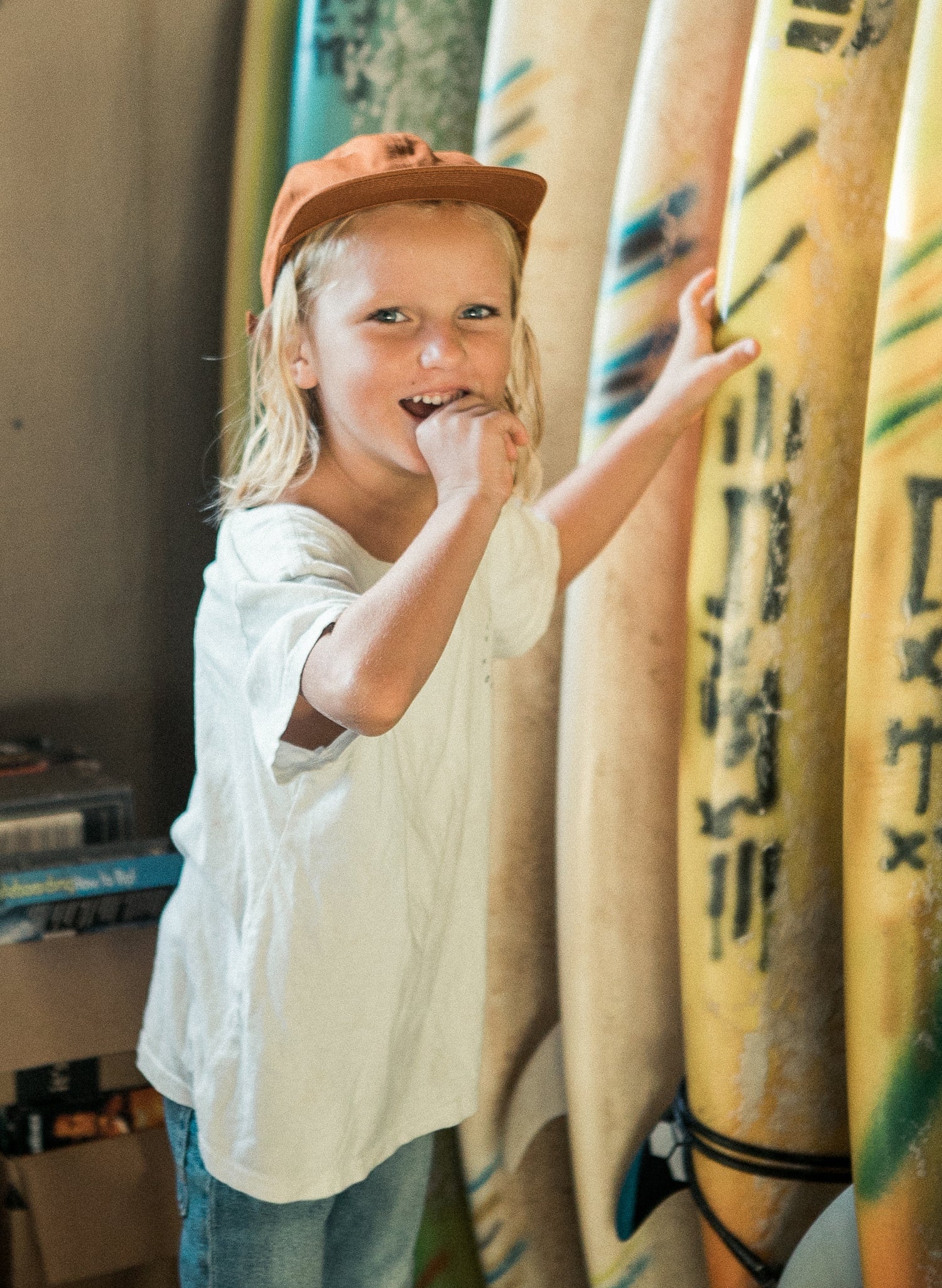 Weld Mfg Brushed Cotton Twill Kids Unstructured 6 Panel Vintage Inspired Baseball Strapback Hat - Laid Back Childrens Headwear - Rust