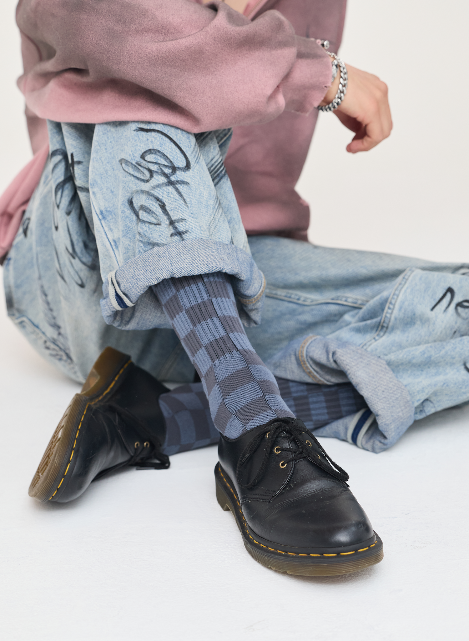 Tonal Checkerboard Crew Socks