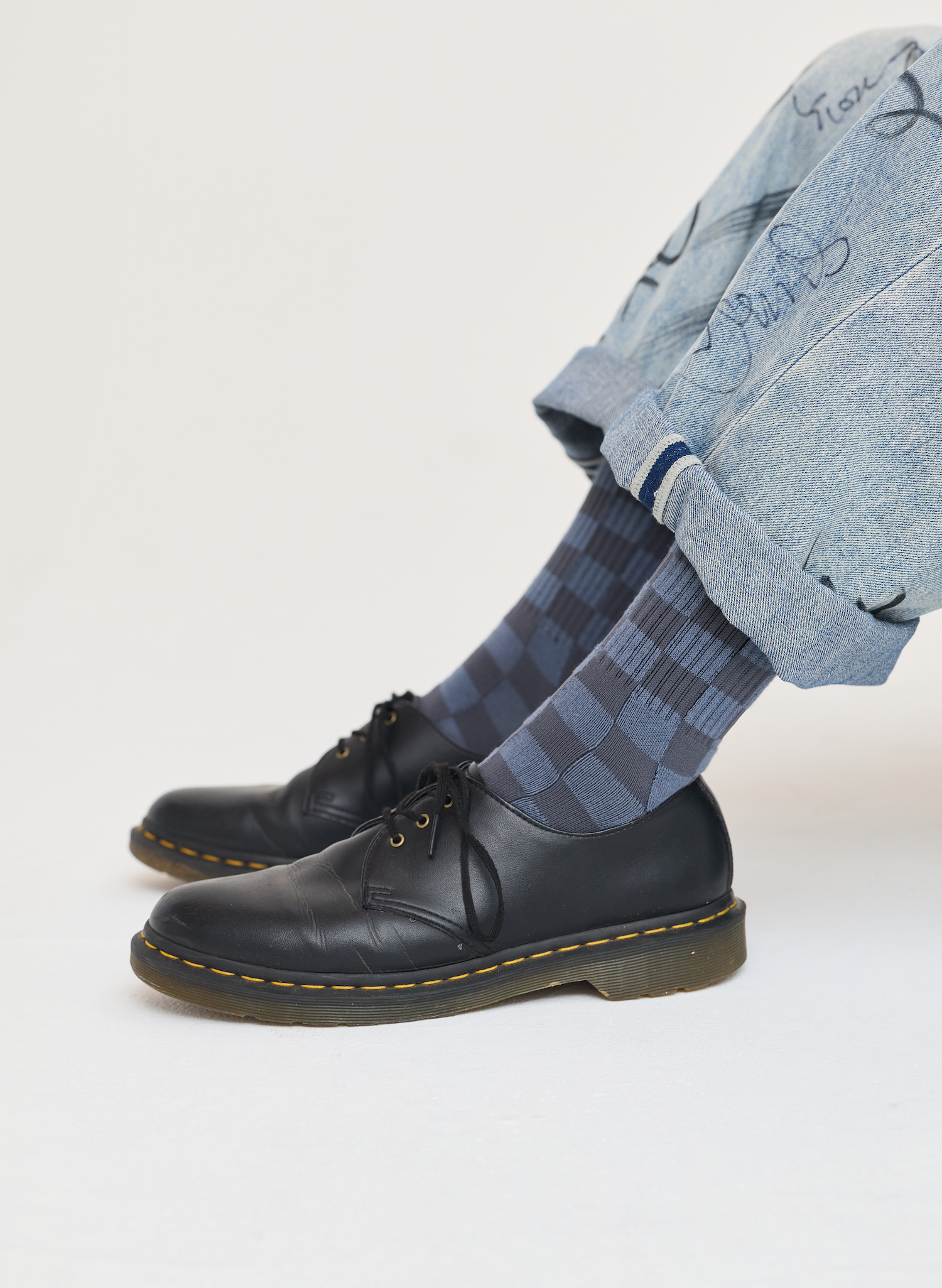 Tonal Checkerboard Crew Socks
