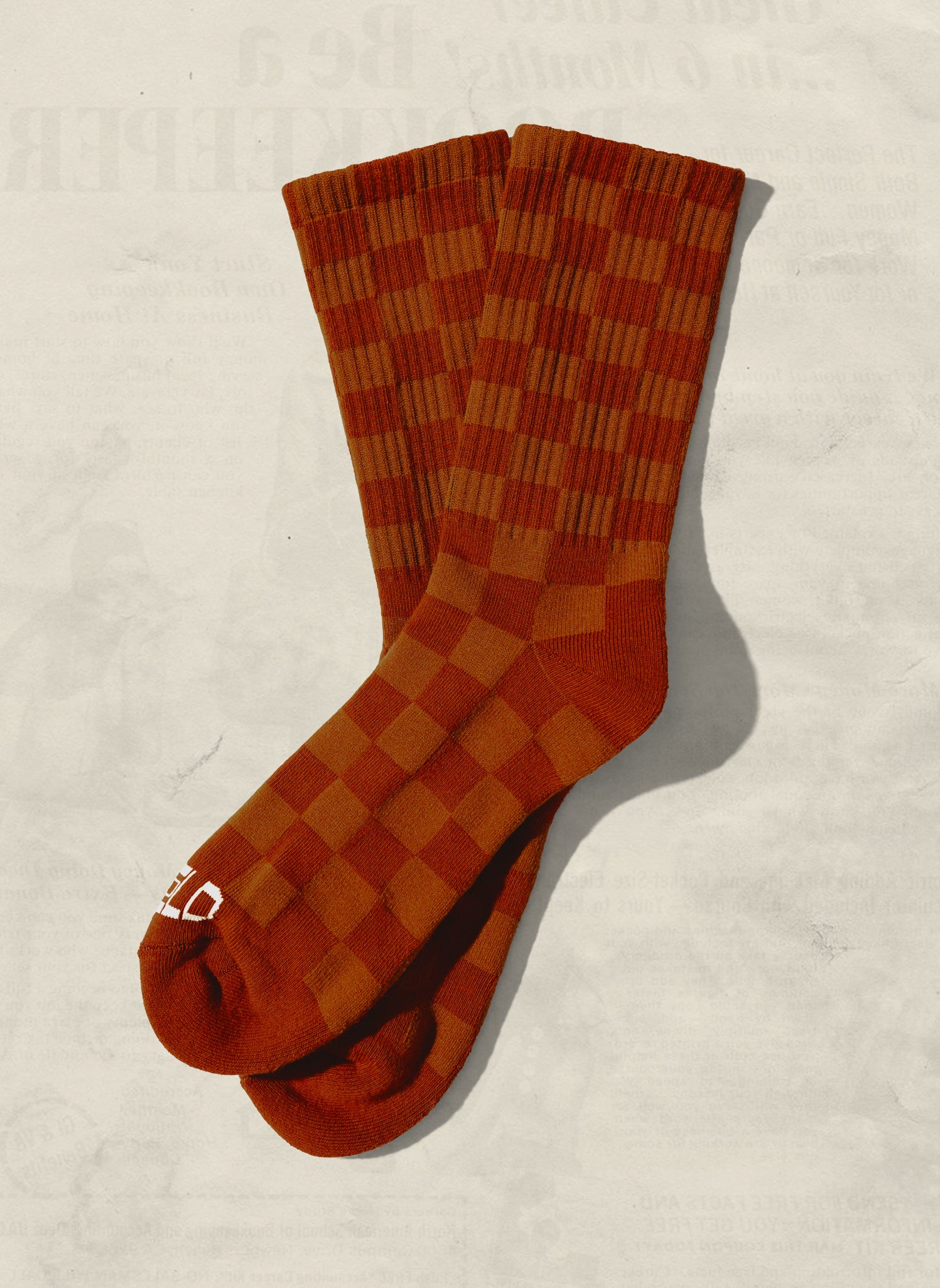 Weld Mfg Tonal Checkerboard Comfy Half Terry Vintage Inspired Crew Socks, Earth Colors, Fun Socks