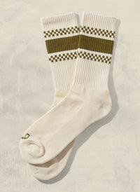 Checkerboard Striped Crew Socks