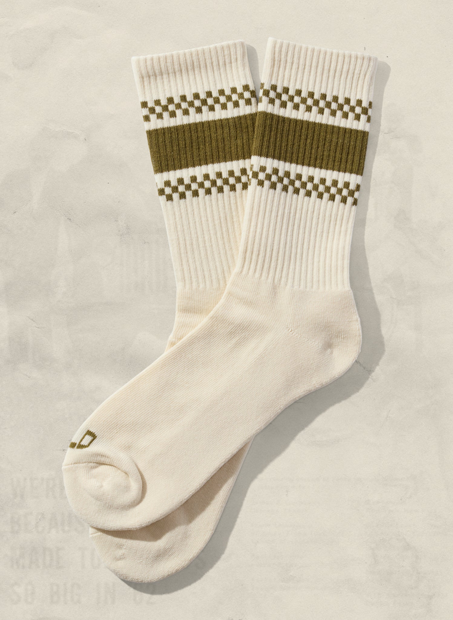 Checkerboard Striped Crew Socks