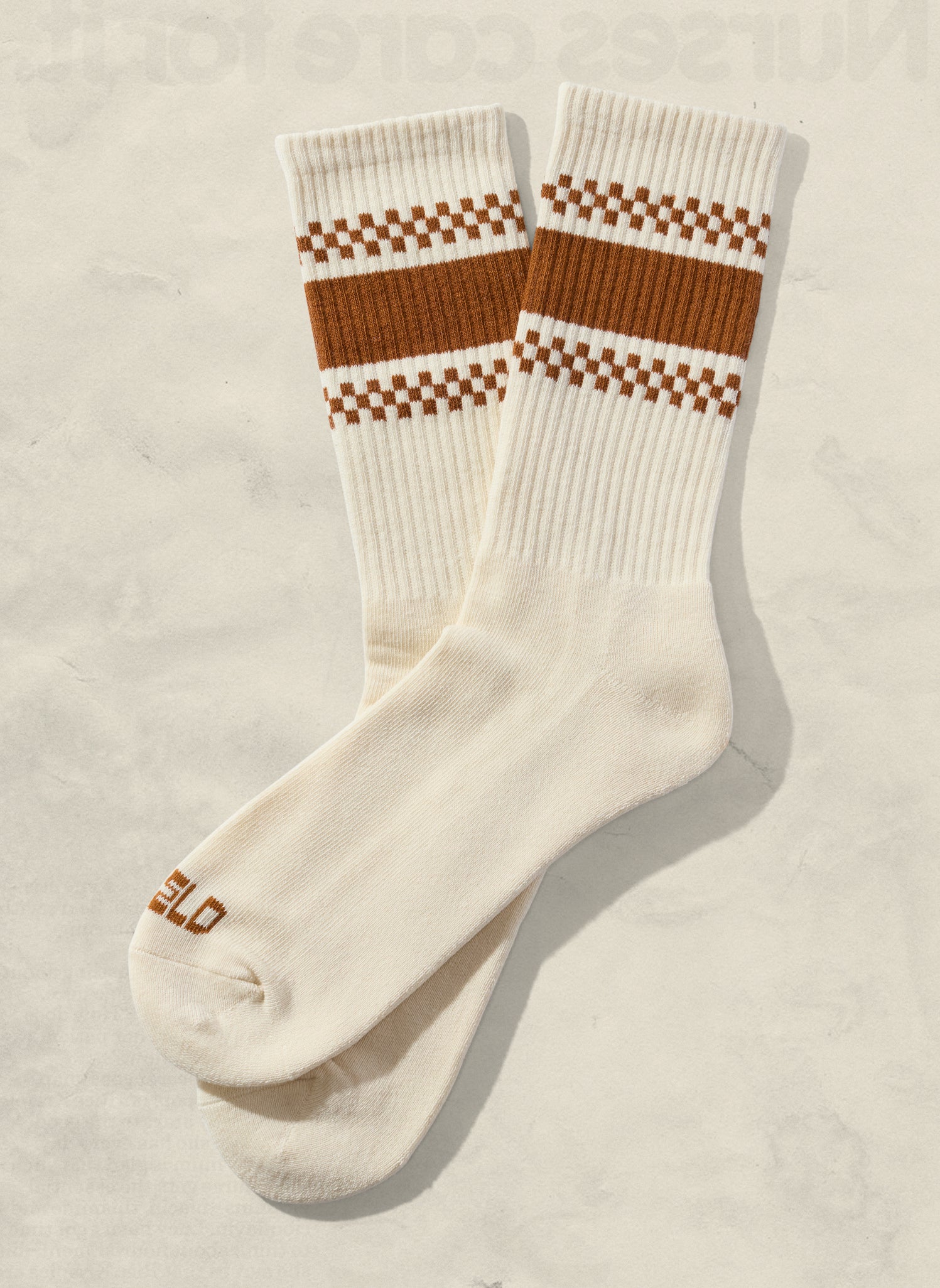 Checkerboard Striped Crew Socks