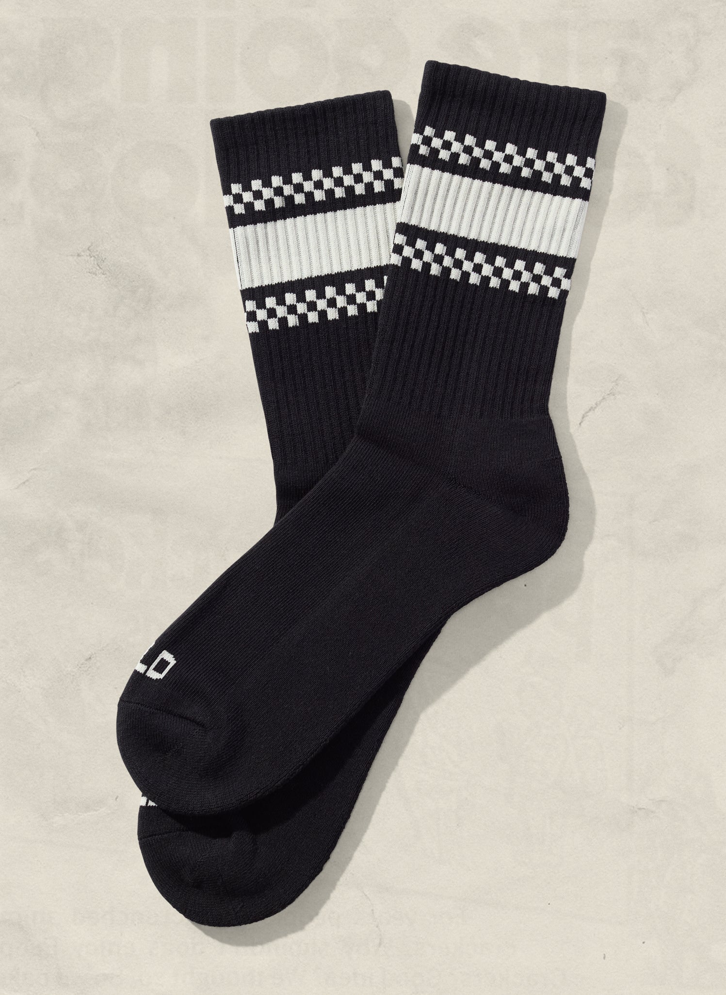 Checkerboard Striped Crew Socks