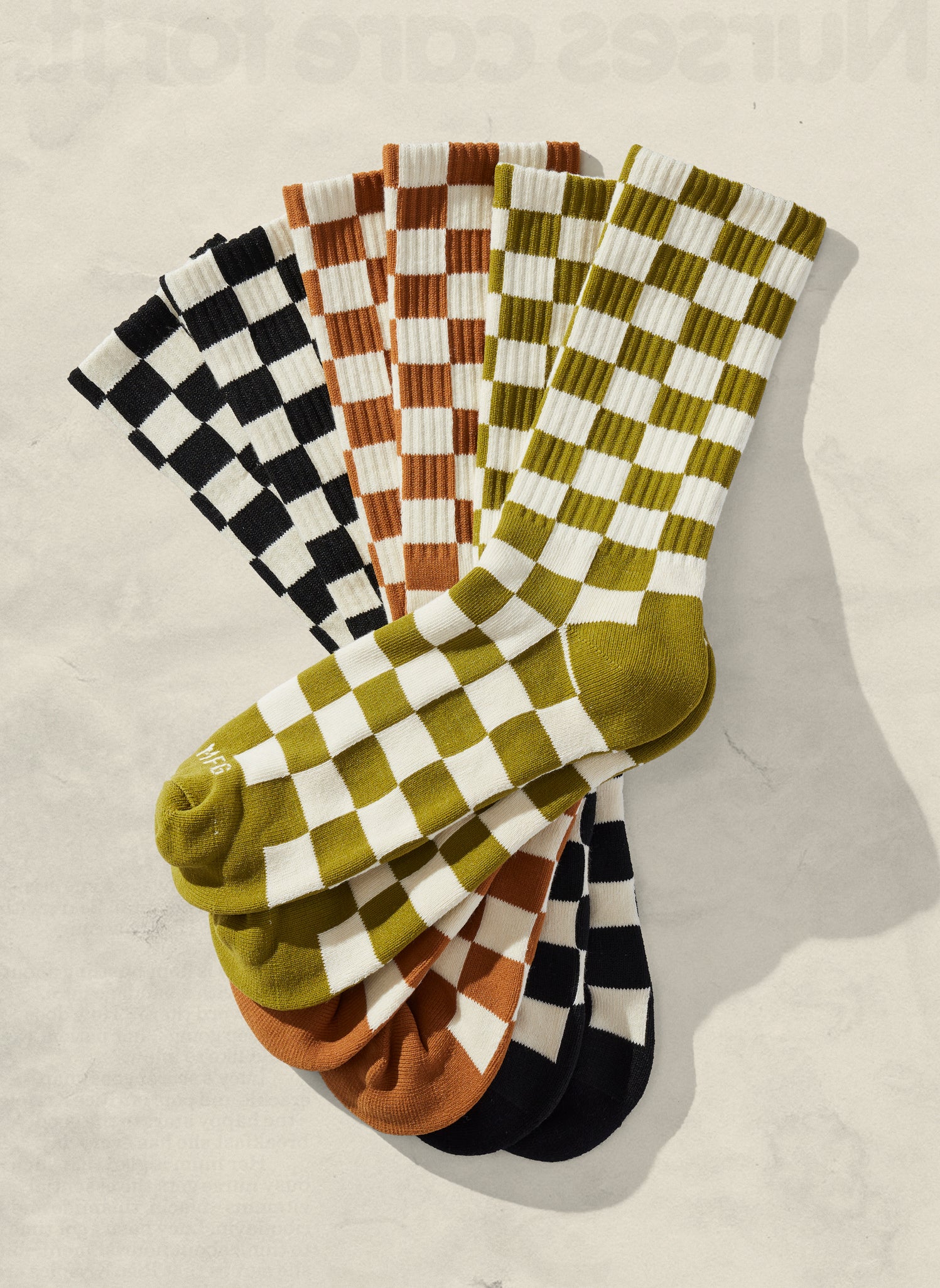 Weld Mfg Comfy Socks - Vintage Retro Checkerboard Socks - Earthy Colored Socks - Wholesale Blank Socks