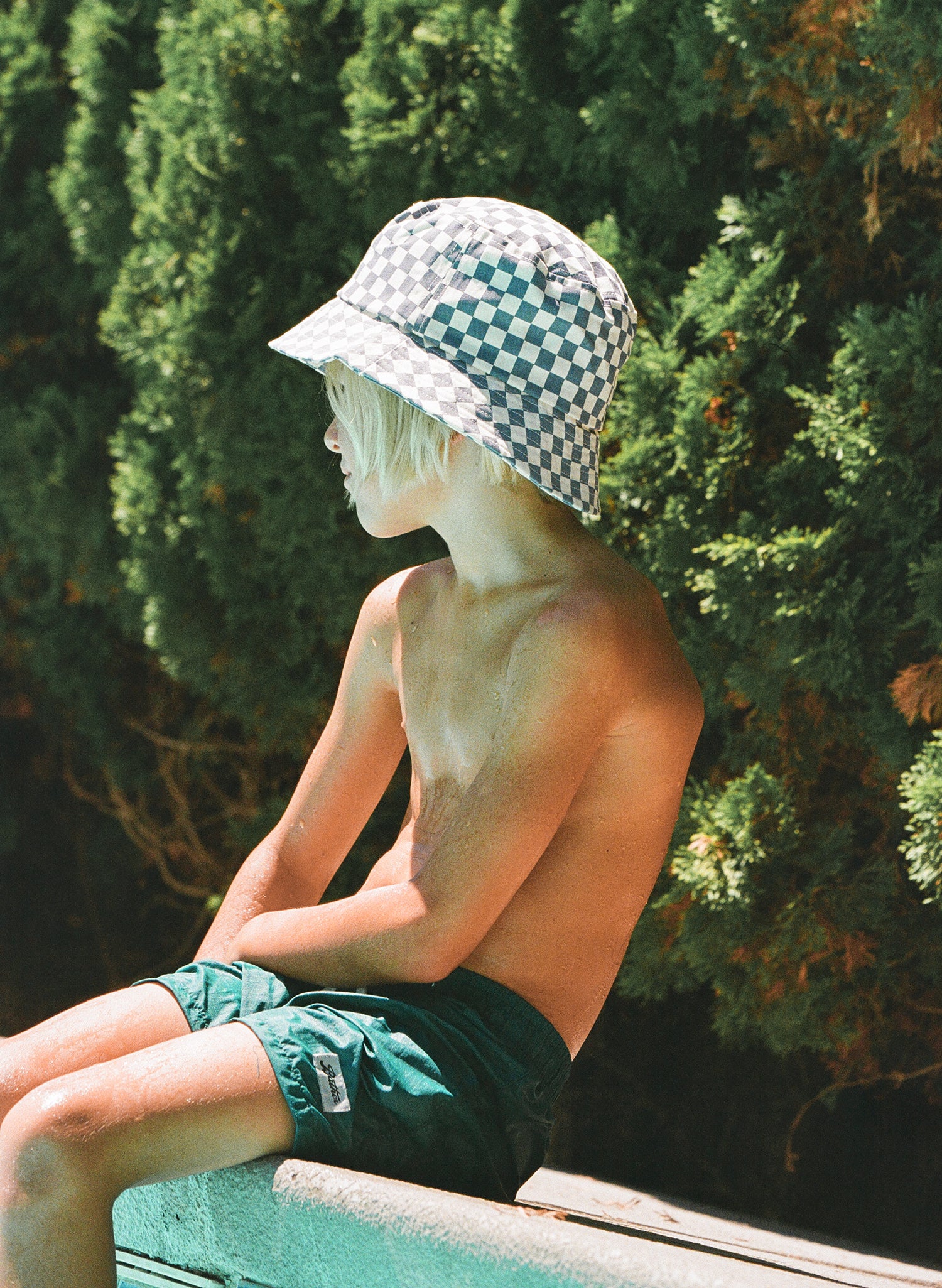 Kids Checkerboard Bucket Hat for School Aged Children, Groms, Kids Beach Hat