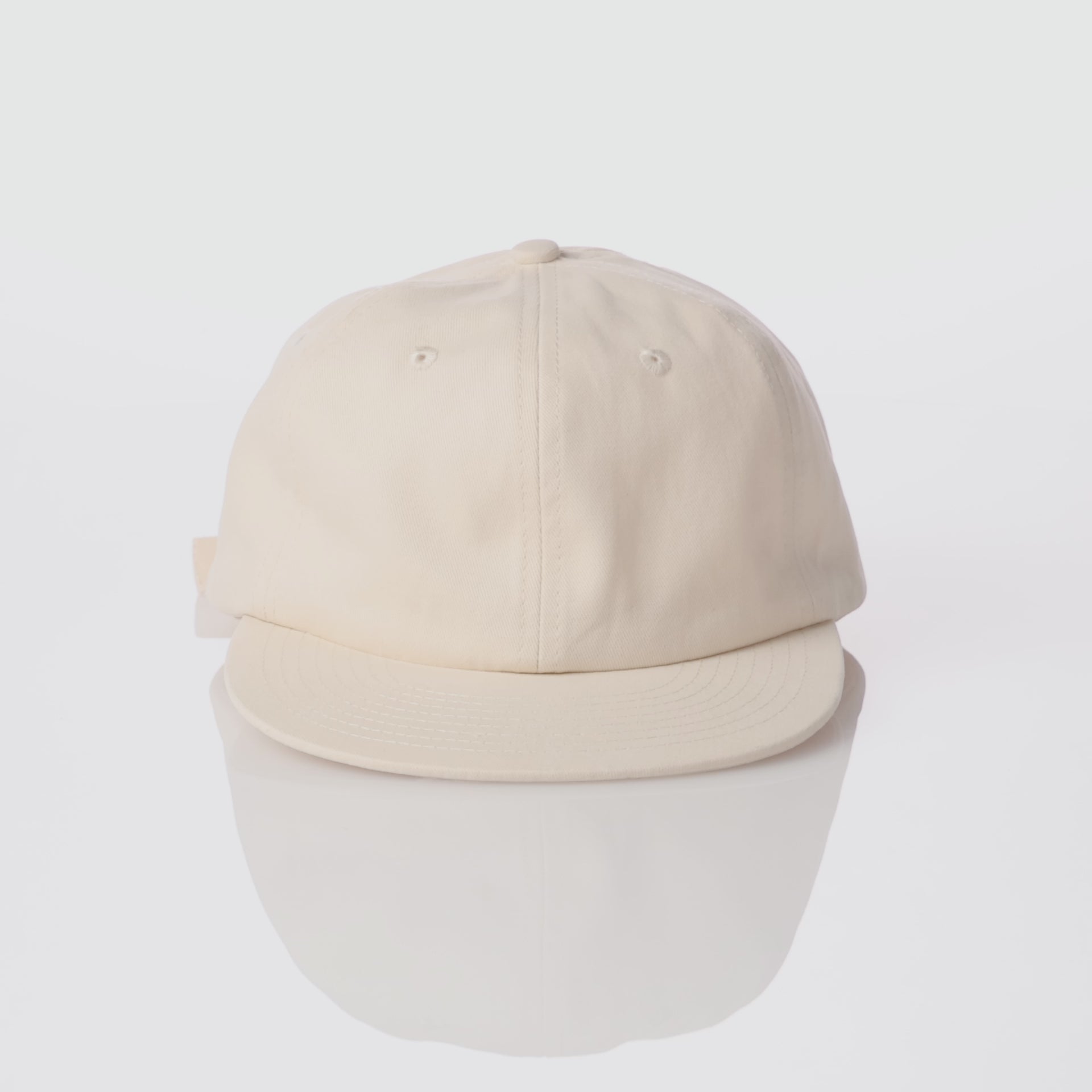 WELD MFG Brushed Cotton Twill Field Trip Hat with unstructured 6-panel crown and adjustable strap, Buy these wholesale blank hats and easily customize the cap with embroidery or patch, Eggshell
