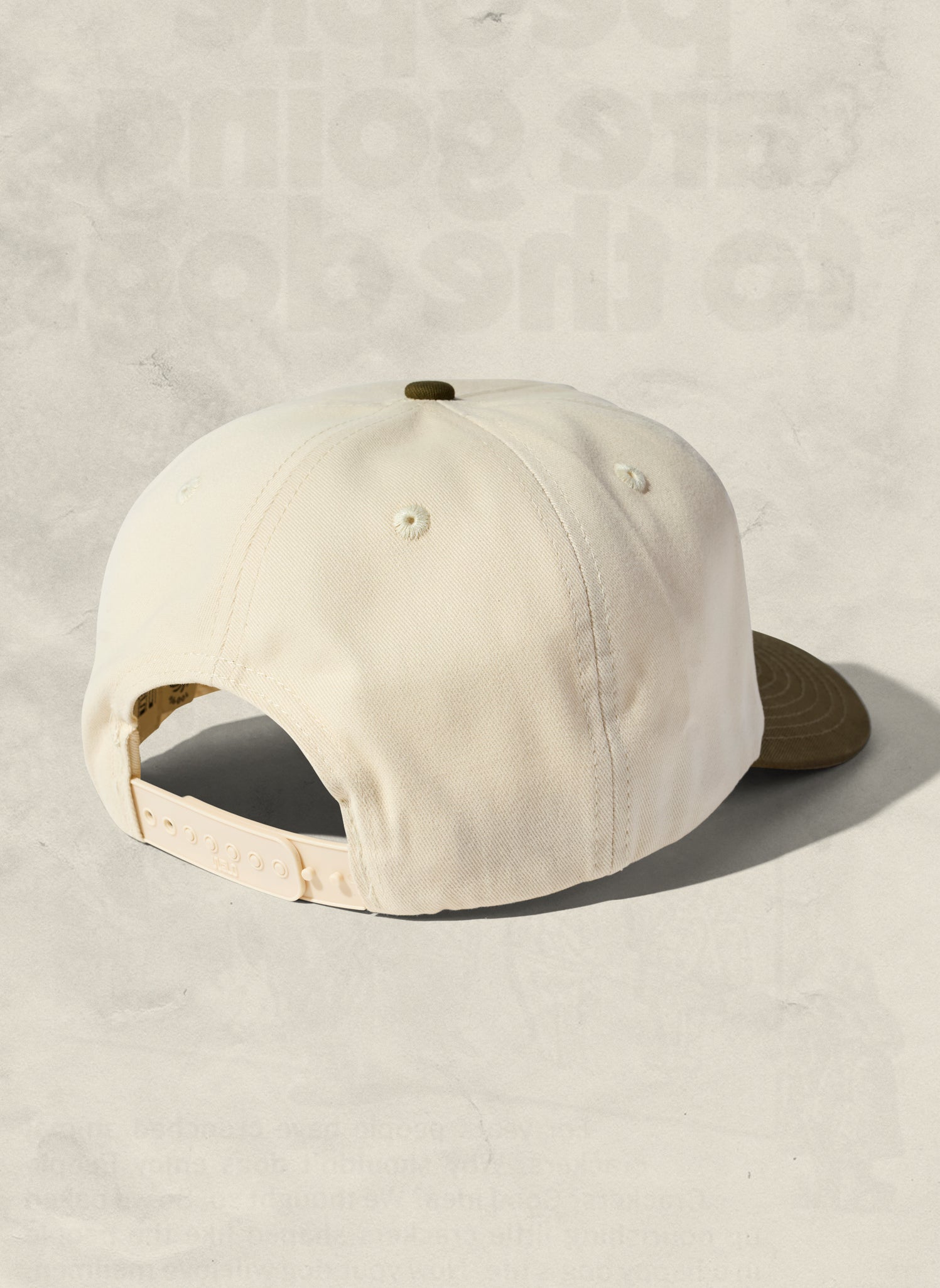 WELD MFG Two-Tone Brushed Cotton Twill Workhorse Snapback Hat with a slightly structured 5-panel crown and contrasting curved brim, Cactus