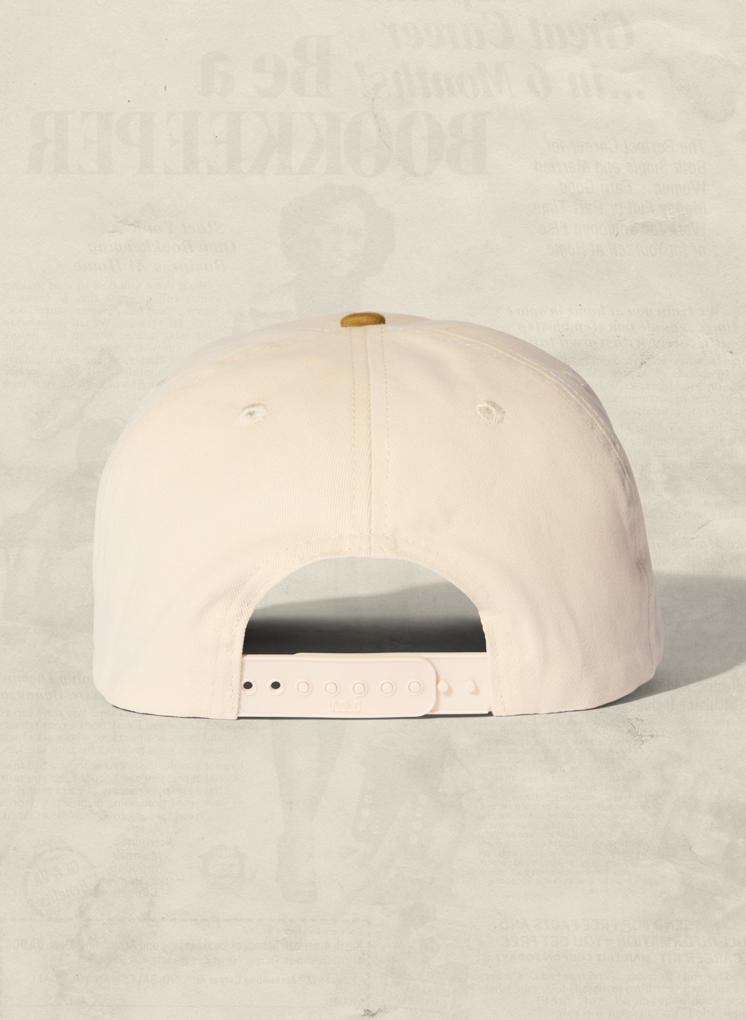 WELD MFG Two-Tone Brushed Cotton Twill Workhorse Snapback Hat with a slightly structured 5-panel crown and contrasting curved brim, Canyon