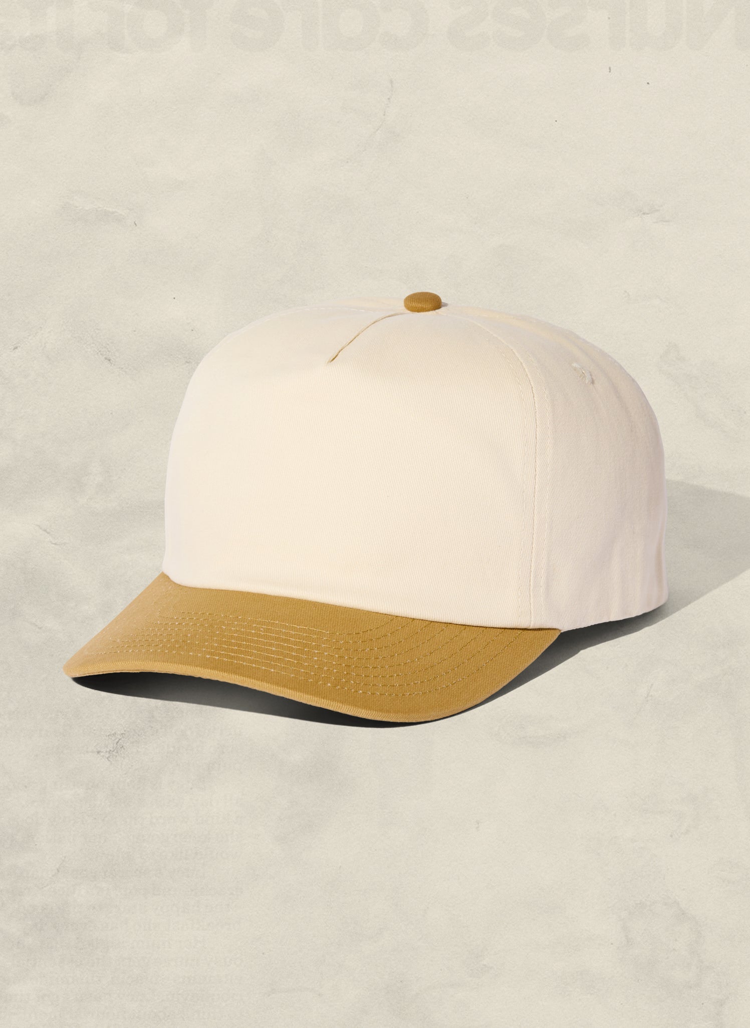 WELD MFG Two-Tone Brushed Cotton Twill Workhorse Snapback Hat with a slightly structured 5-panel crown and contrasting curved brim, Canyon