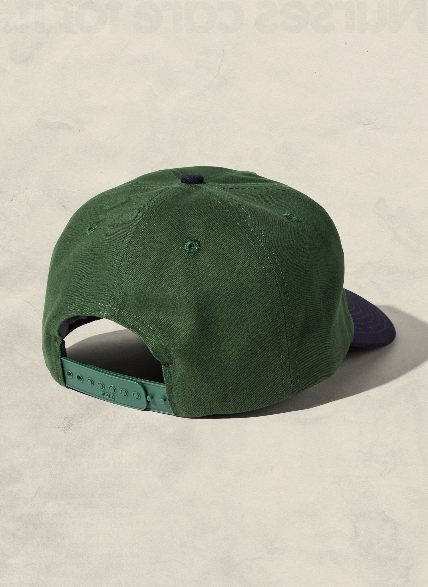 WELD MFG Two-Tone Brushed Cotton Twill Workhorse Snapback Hat with a slightly structured 5-panel crown and contrasting curved brim, Hunter Navy