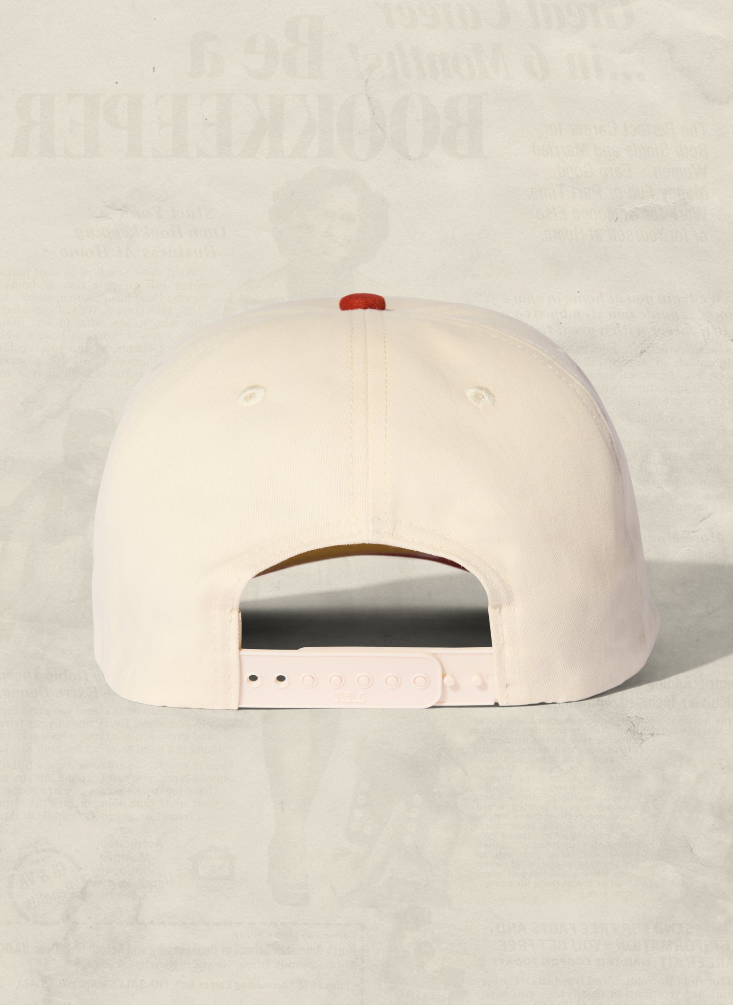 WELD MFG Two-Tone Brushed Cotton Twill Workhorse Snapback Hat with a slightly structured 5-panel crown and contrasting curved brim, Pompeii