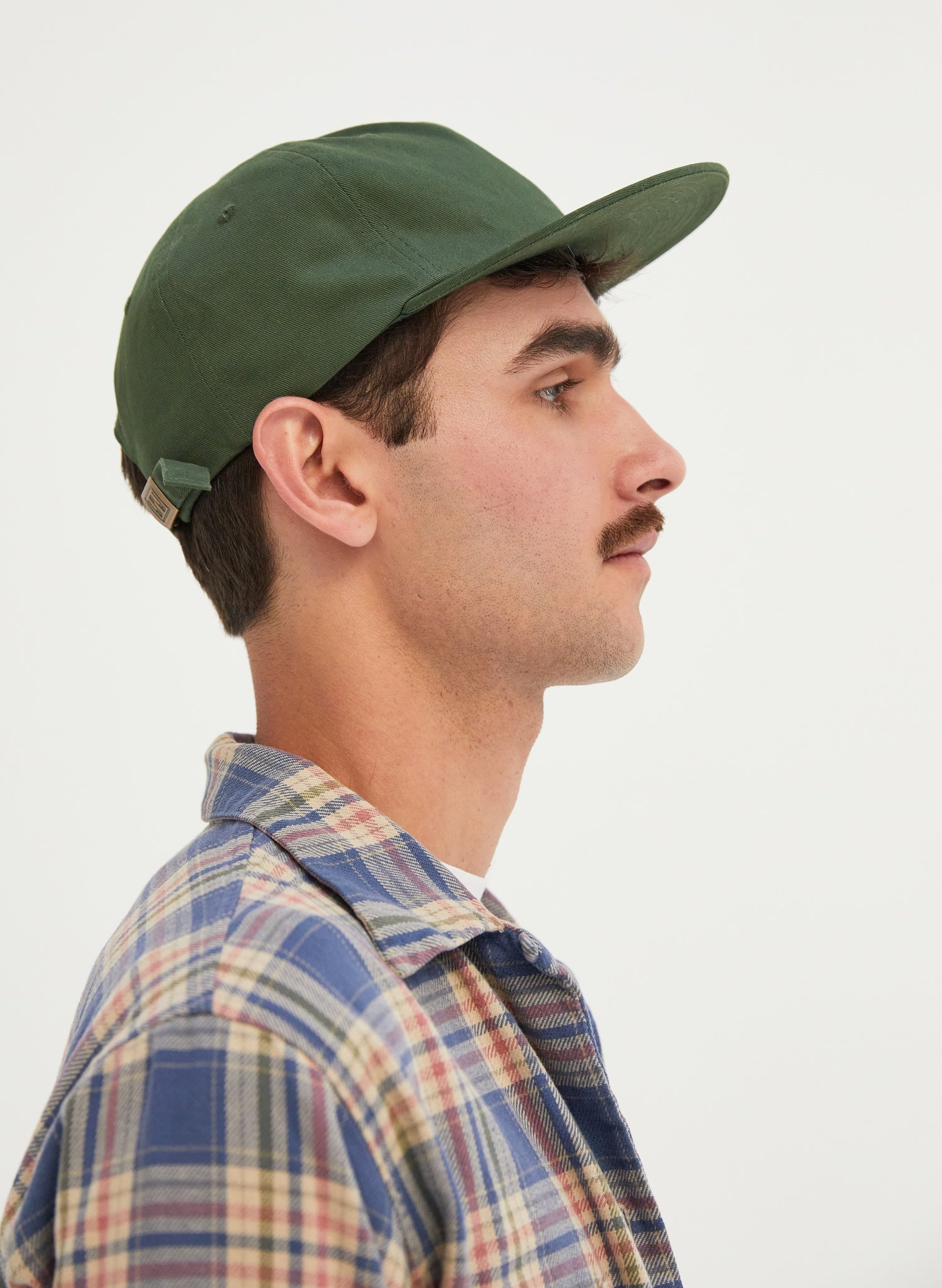 Male wearing a Hunter Weld Mfg Brushed Cotton Twill 6 Panel Unstructured Field Trip Hat, Hunter