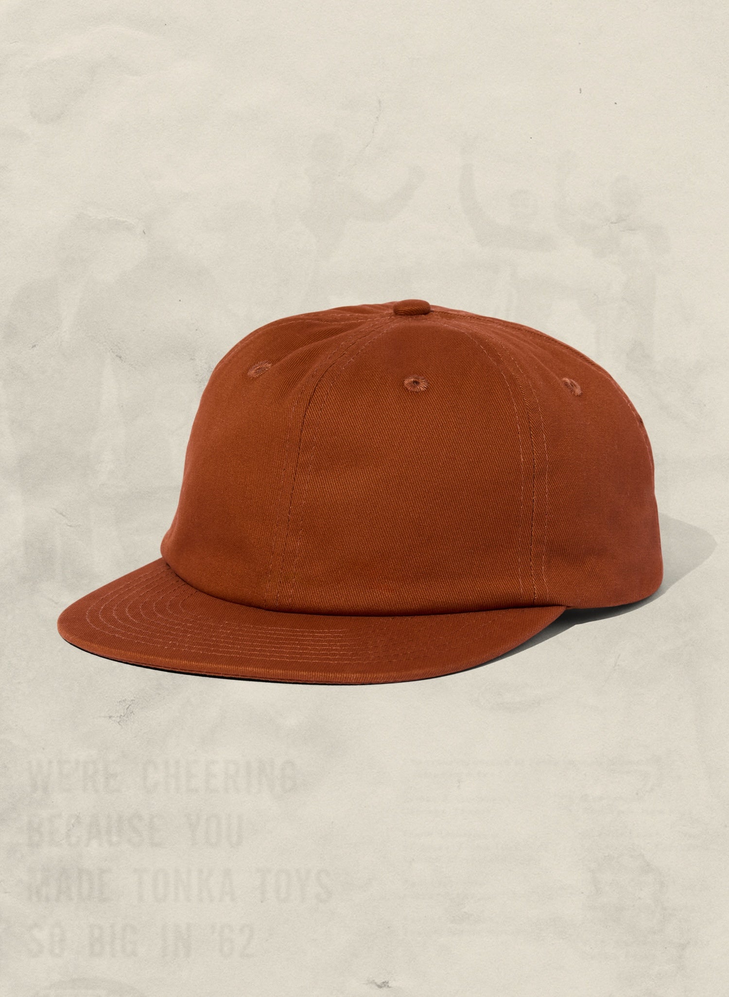 WELD MFG Brushed Cotton Twill Field Trip Hat with unstructured 6-panel crown and adjustable strap, Buy these wholesale blank hats and easily customize the cap with embroidery or patch, Rust