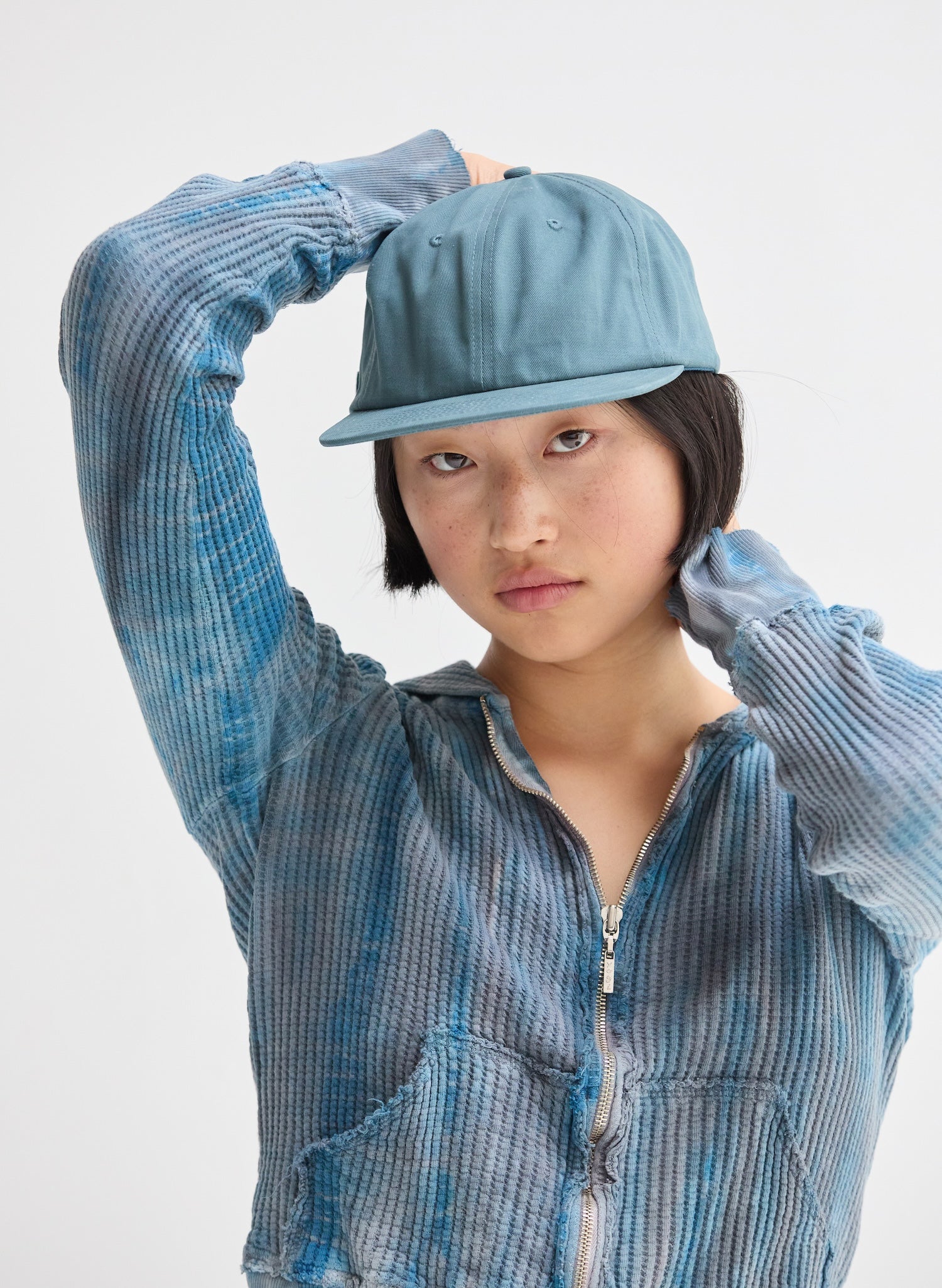 Female wearing a Heavy Seas Weld Mfg Brushed Cotton Twill 6 Panel Unstructured Field Trip Hat, Heavy Seas