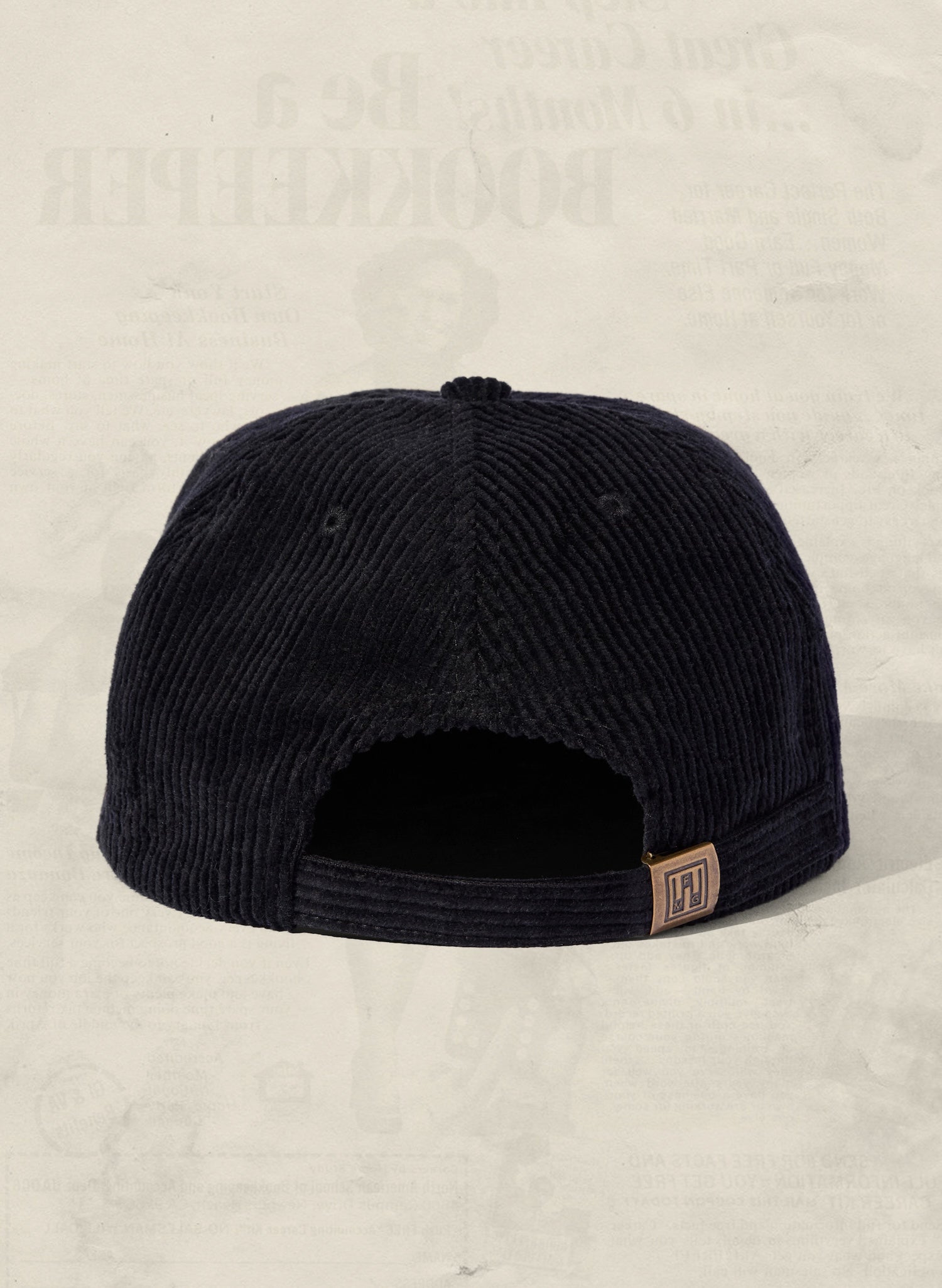 Weld Mfg Field Trip Hat-Unstructured 5 panel corduroy snapback hat, vintage inspired baseball hat, Black
