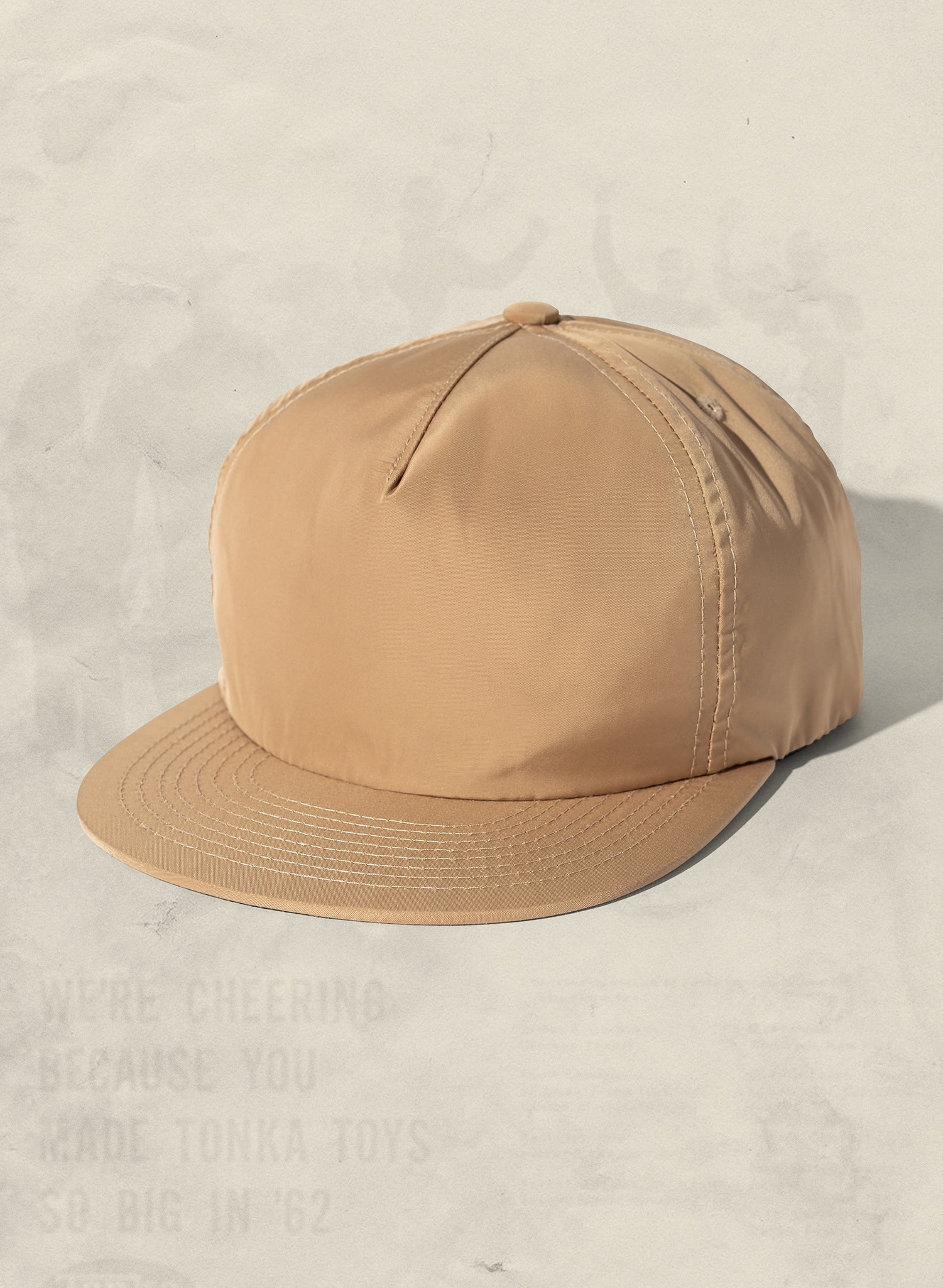 Weld Mfg Nylon Unstructured 5 Panel Vintage Inspired Baseball Strapback Hat - Laid Back Headwear - Cream