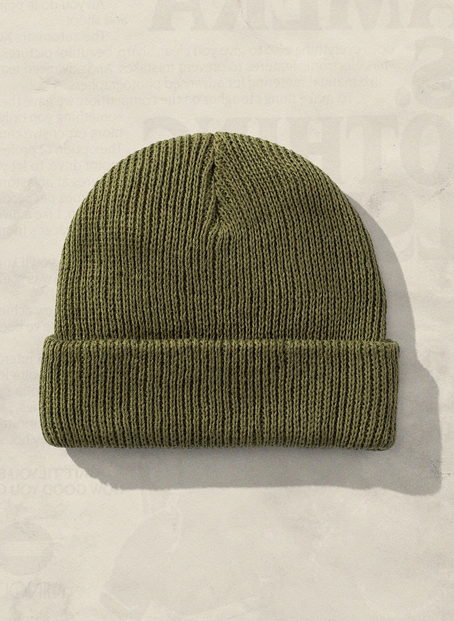 Weld Mfg Hemp Slacker Knit Ribbed Beanie Hat - Vintage Inspired Warm Comfortable Hat - Olive Green