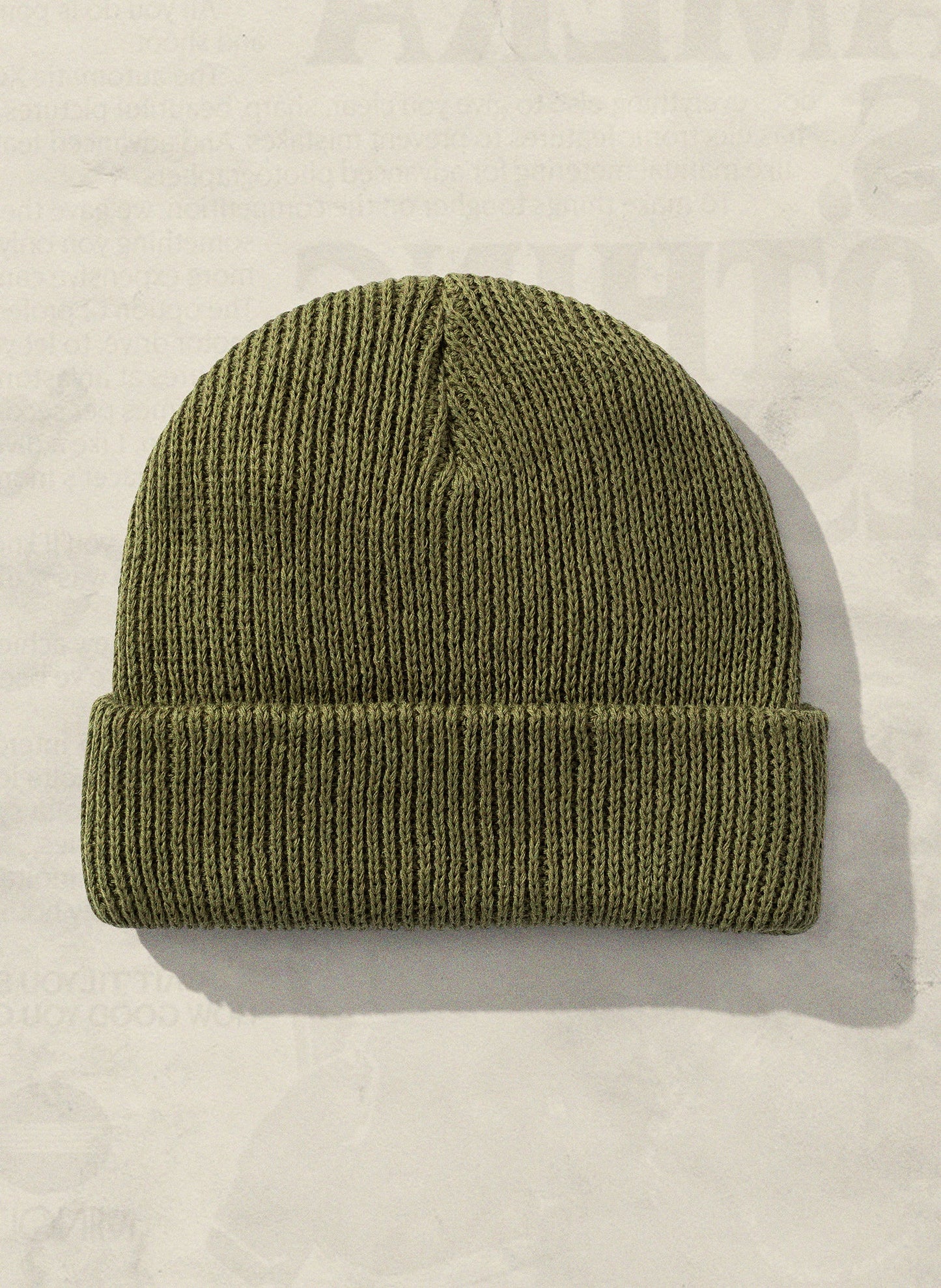 Weld Mfg Hemp Slacker Knit Ribbed Beanie Hat - Vintage Inspired Warm Comfortable Hat - Olive Green