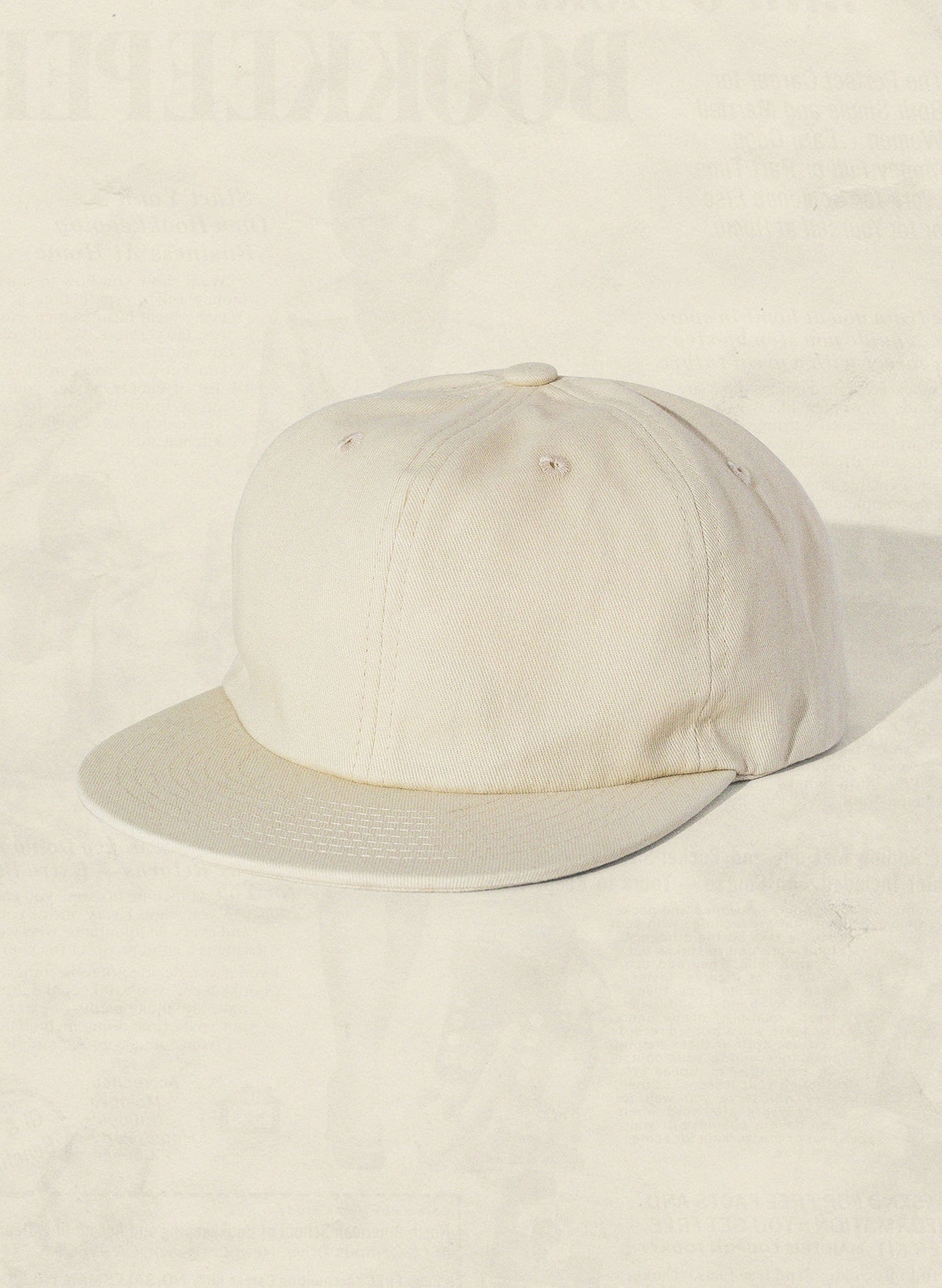 Weld Mfg Field Trip Hat - Unstructured 6 panel brushed cotton twill strapback hat, vintage inspired baseball hat, cream