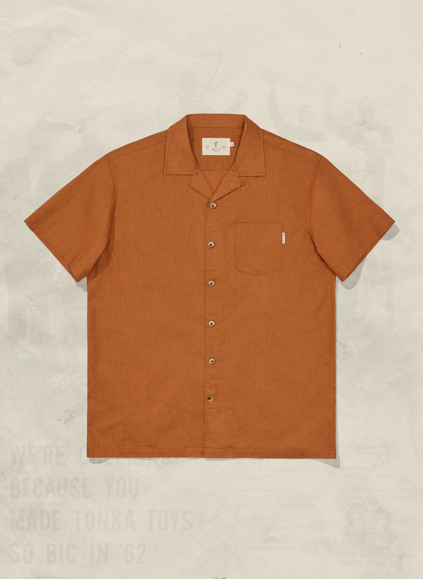 Soft Durable Hemp Organic Cotton Blend Button Up Shirt Unisex by Weld Mfg Earthy Tone Rust Vacation Collared Camp Shirt