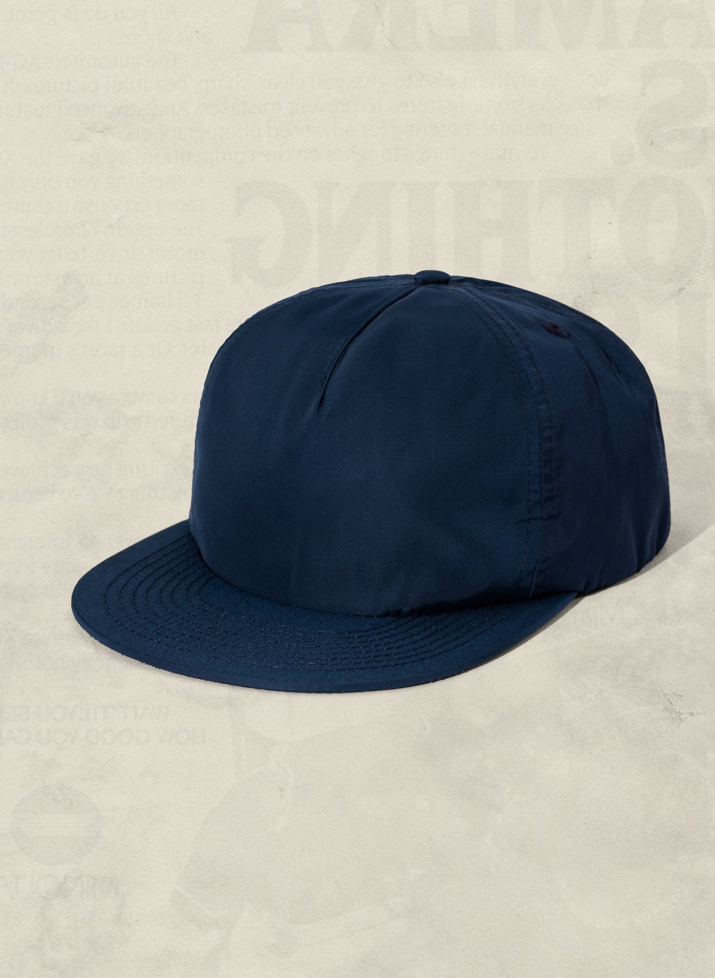 Weld Mfg Nylon Unstructured 5 Panel Vintage Inspired Baseball Strapback Hat - Laid Back Headwear - Navy