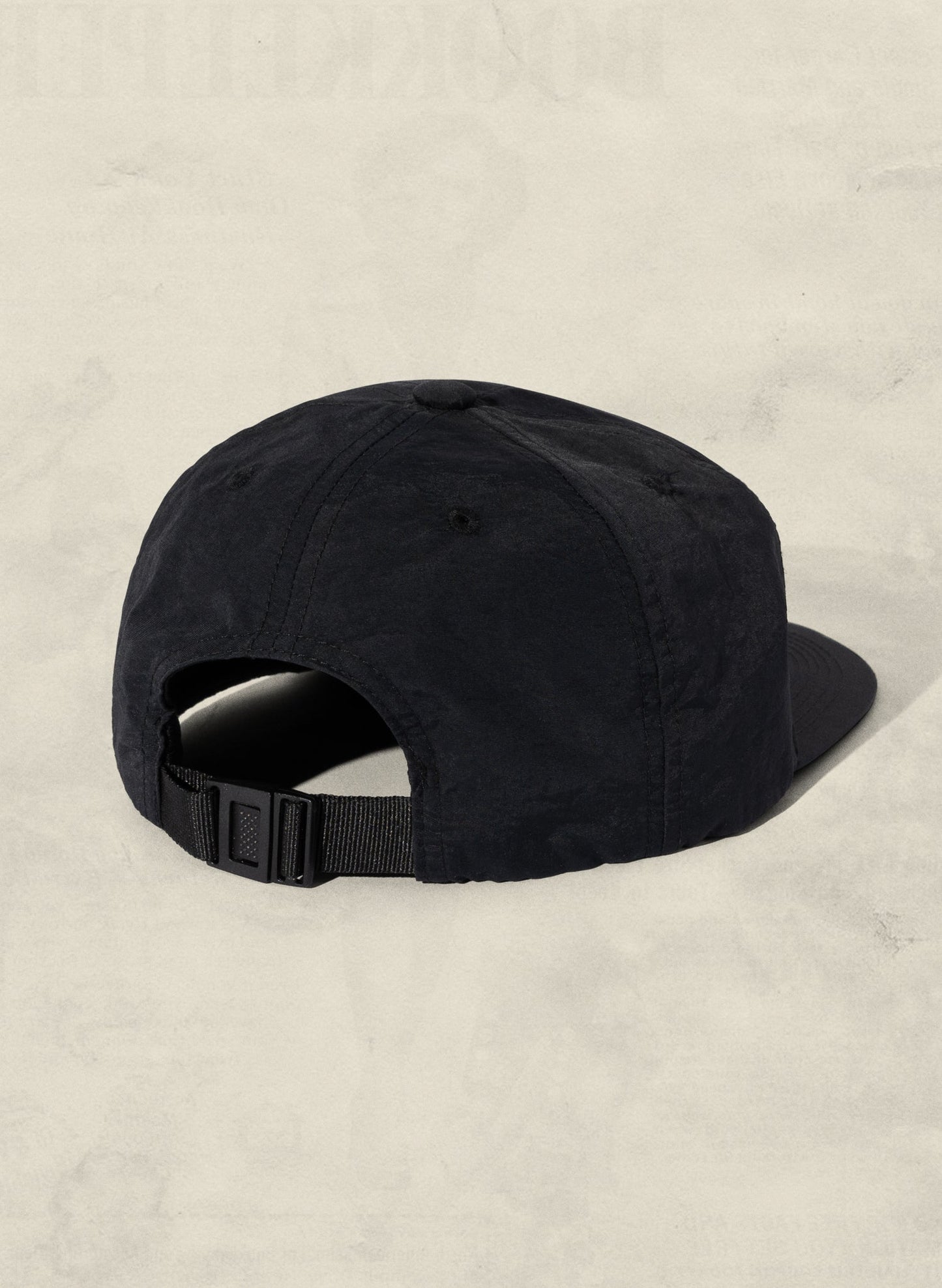 Weld Mfg Nylon Unstructured 5 Panel Vintage Inspired Baseball Strapback Hat - Laid Back Headwear - Black
