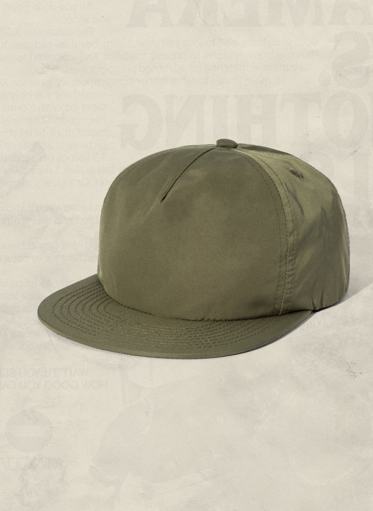 Weld Mfg Nylon Unstructured 5 Panel Vintage Inspired Baseball Strapback Hat - Laid Back Headwear - Olive Green