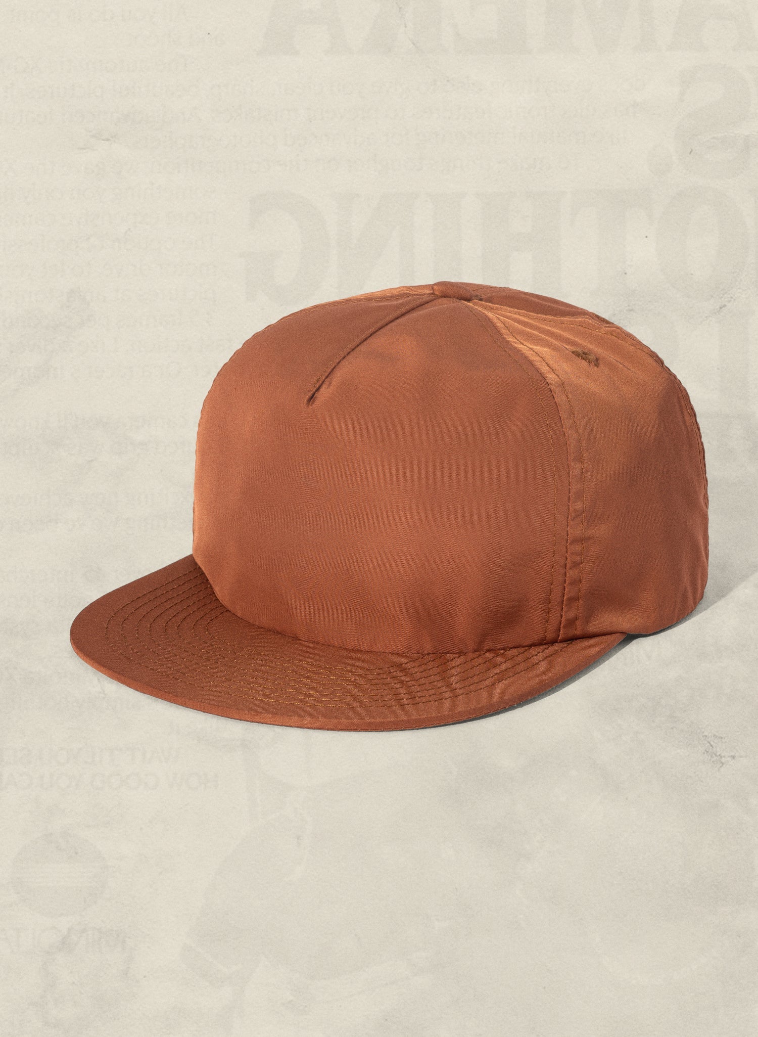 Weld Mfg Nylon Unstructured 5 Panel Vintage Inspired Baseball Strapback Hat - Laid Back Headwear - Rust