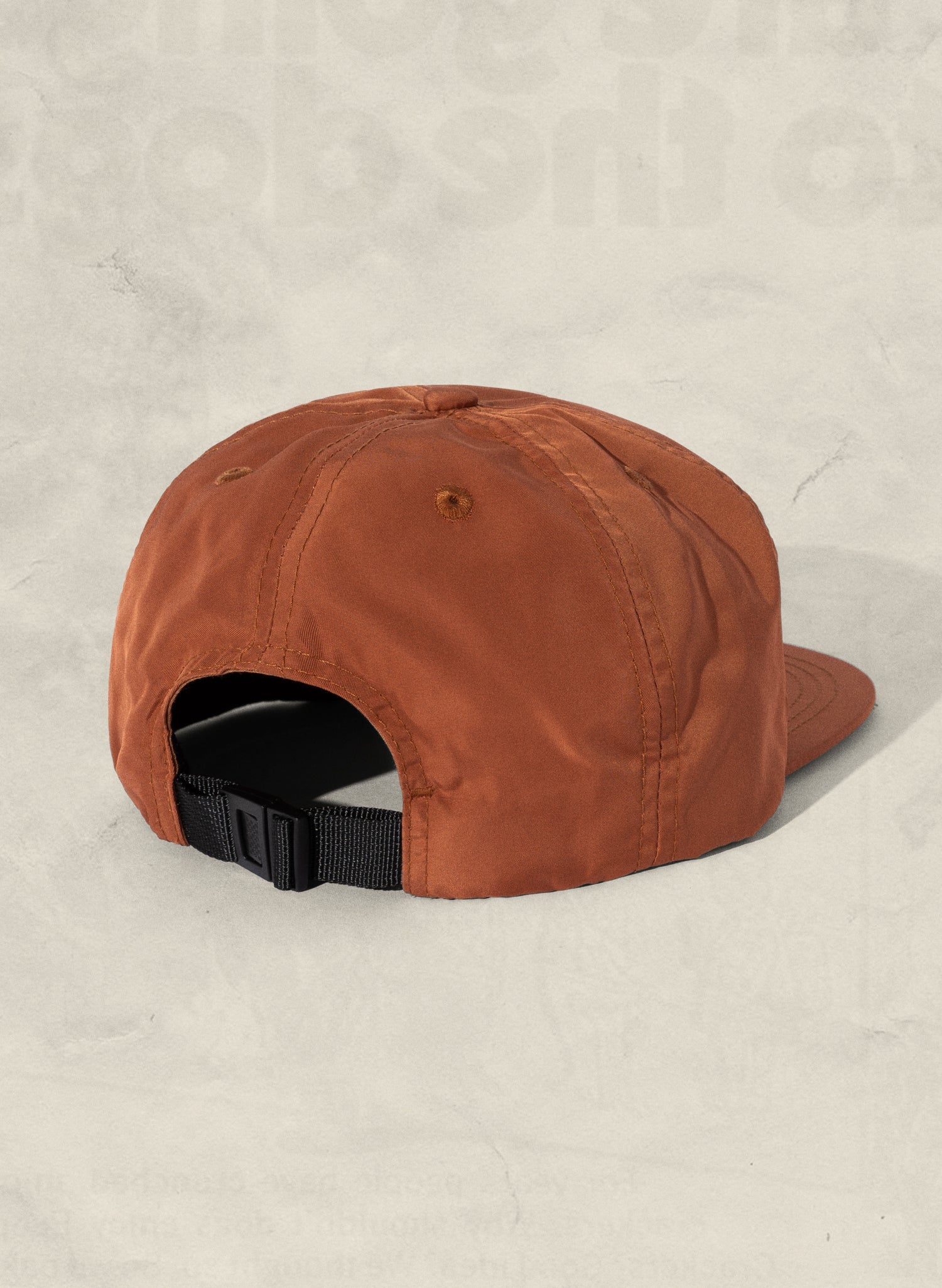 Weld Mfg Nylon Unstructured 5 Panel Vintage Inspired Baseball Strapback Hat - Laid Back Headwear - Rust