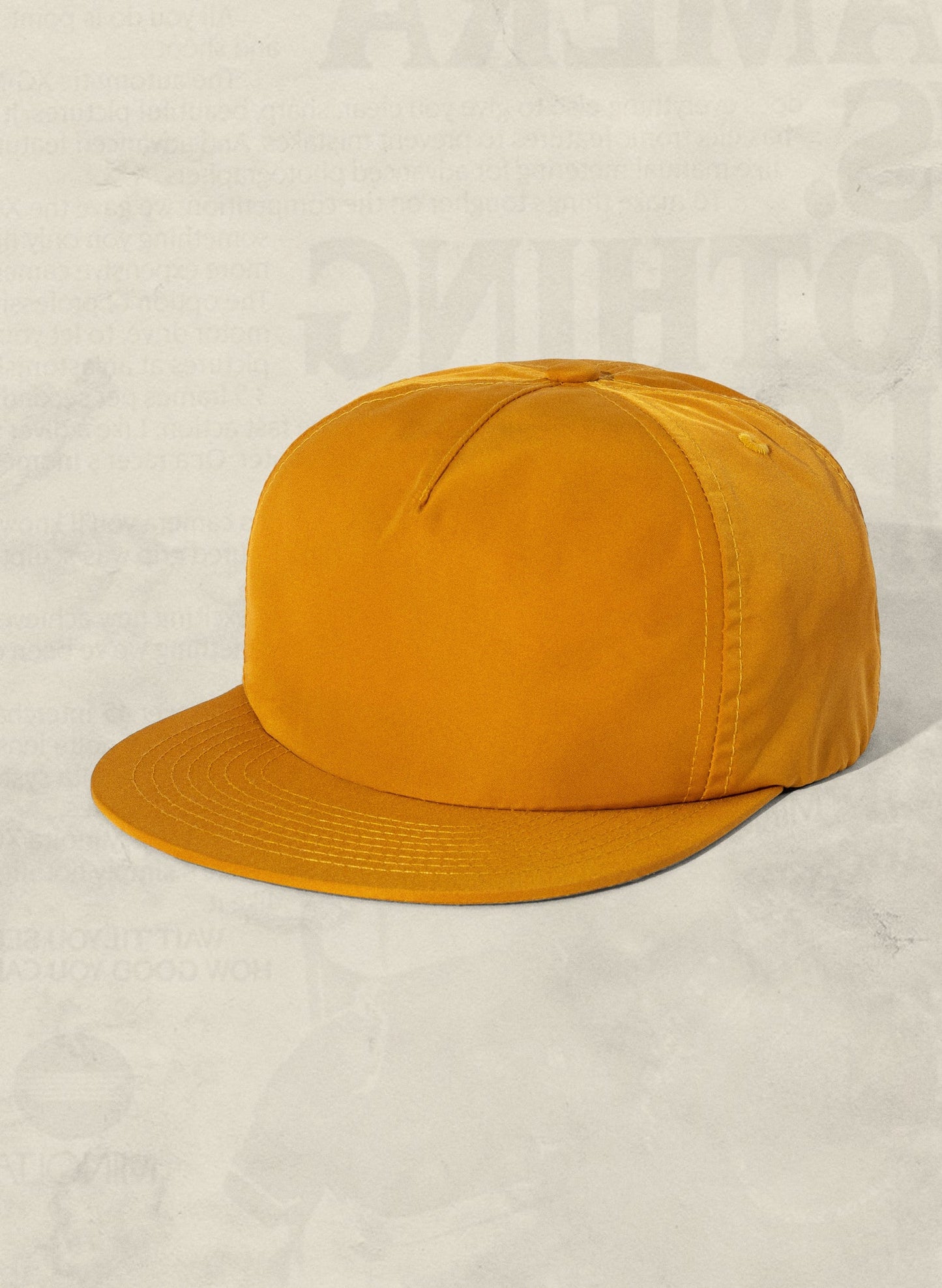 Weld Mfg Nylon Unstructured 5 Panel Vintage Inspired Baseball Strapback Hat - Laid Back Headwear - Mustard