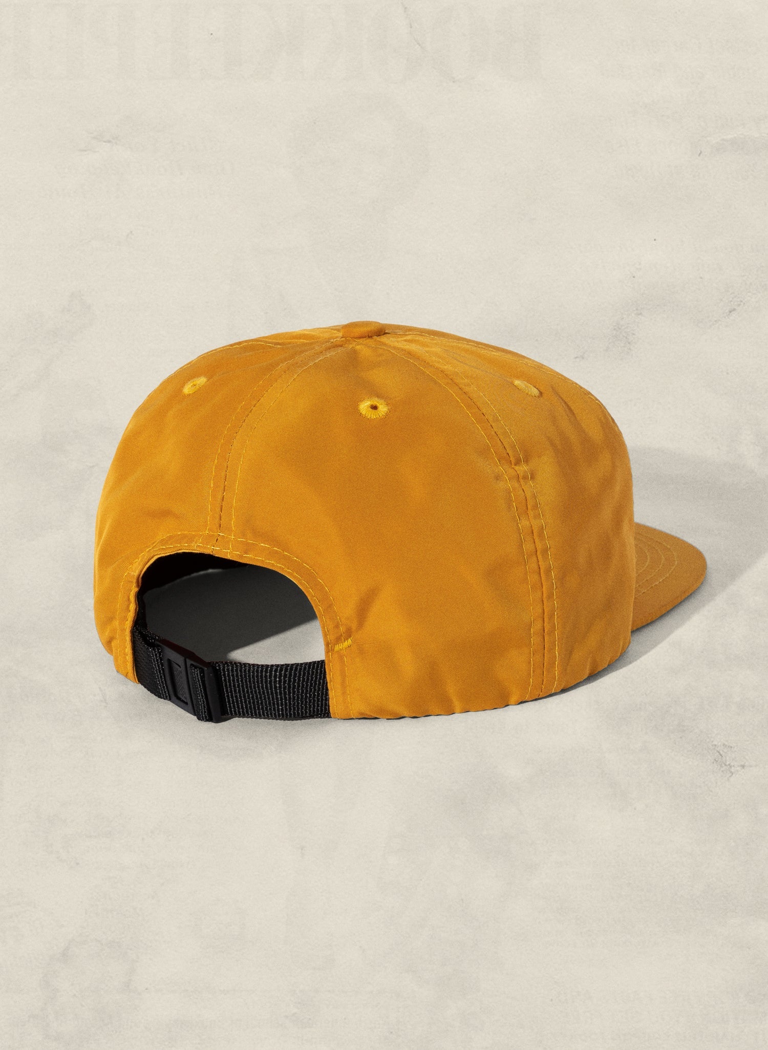 Weld Mfg Nylon Unstructured 5 Panel Vintage Inspired Baseball Strapback Hat - Laid Back Headwear - Mustard