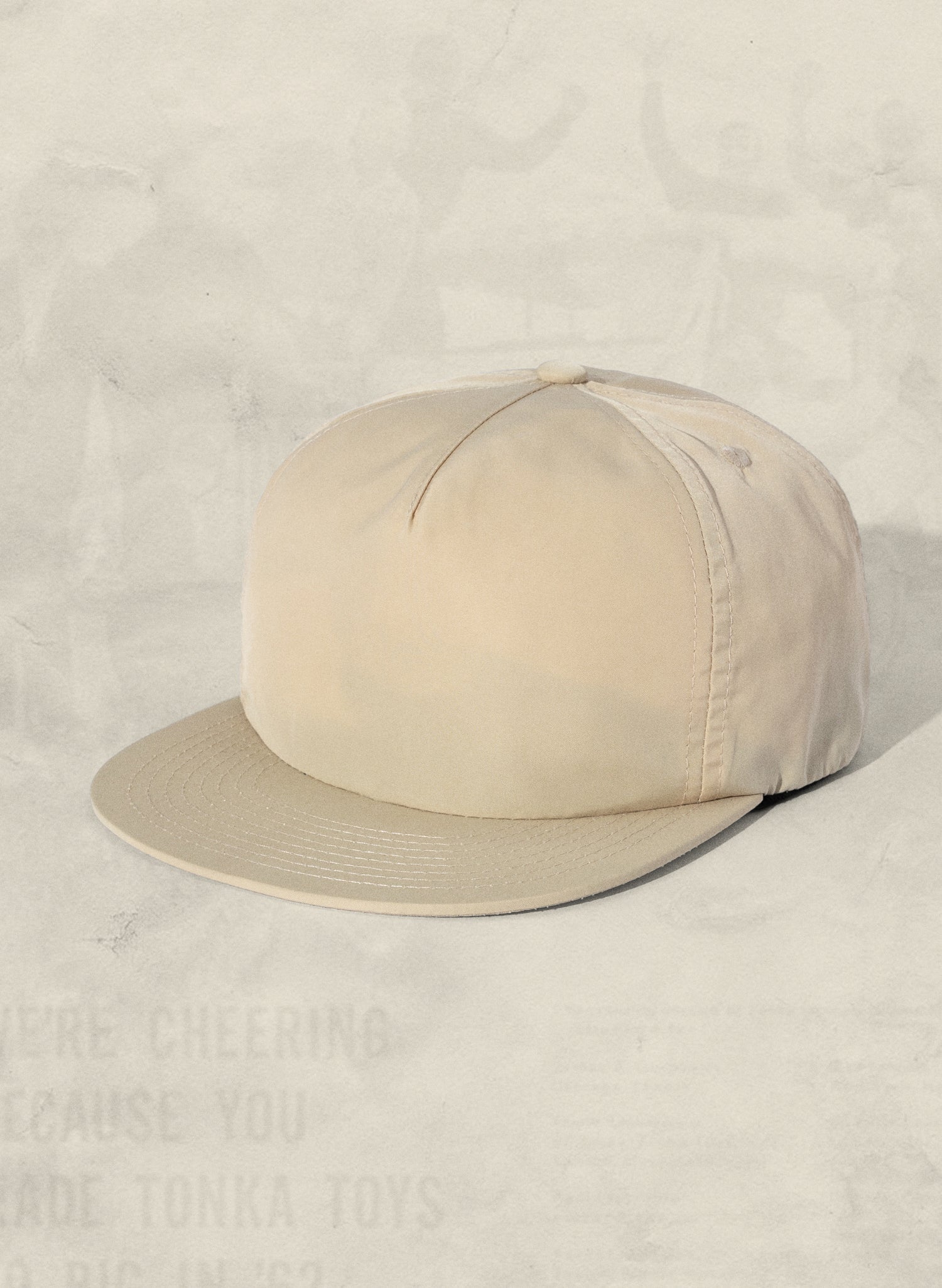 Weld Mfg Nylon Unstructured 5 Panel Vintage Inspired Baseball Strapback Hat - Laid Back Headwear - Cream