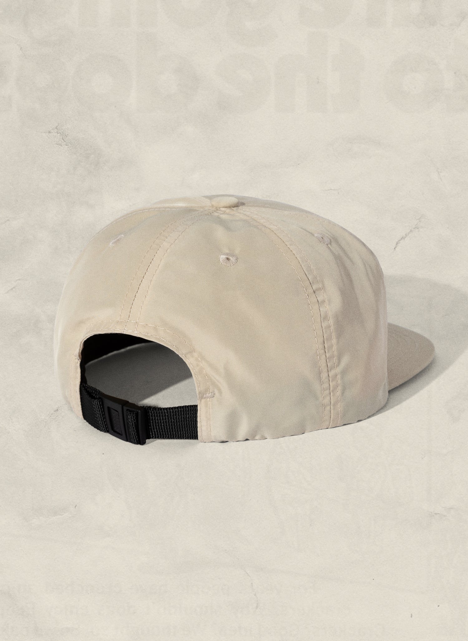 Weld Mfg Nylon Unstructured 5 Panel Vintage Inspired Baseball Strapback Hat - Laid Back Headwear - Cream