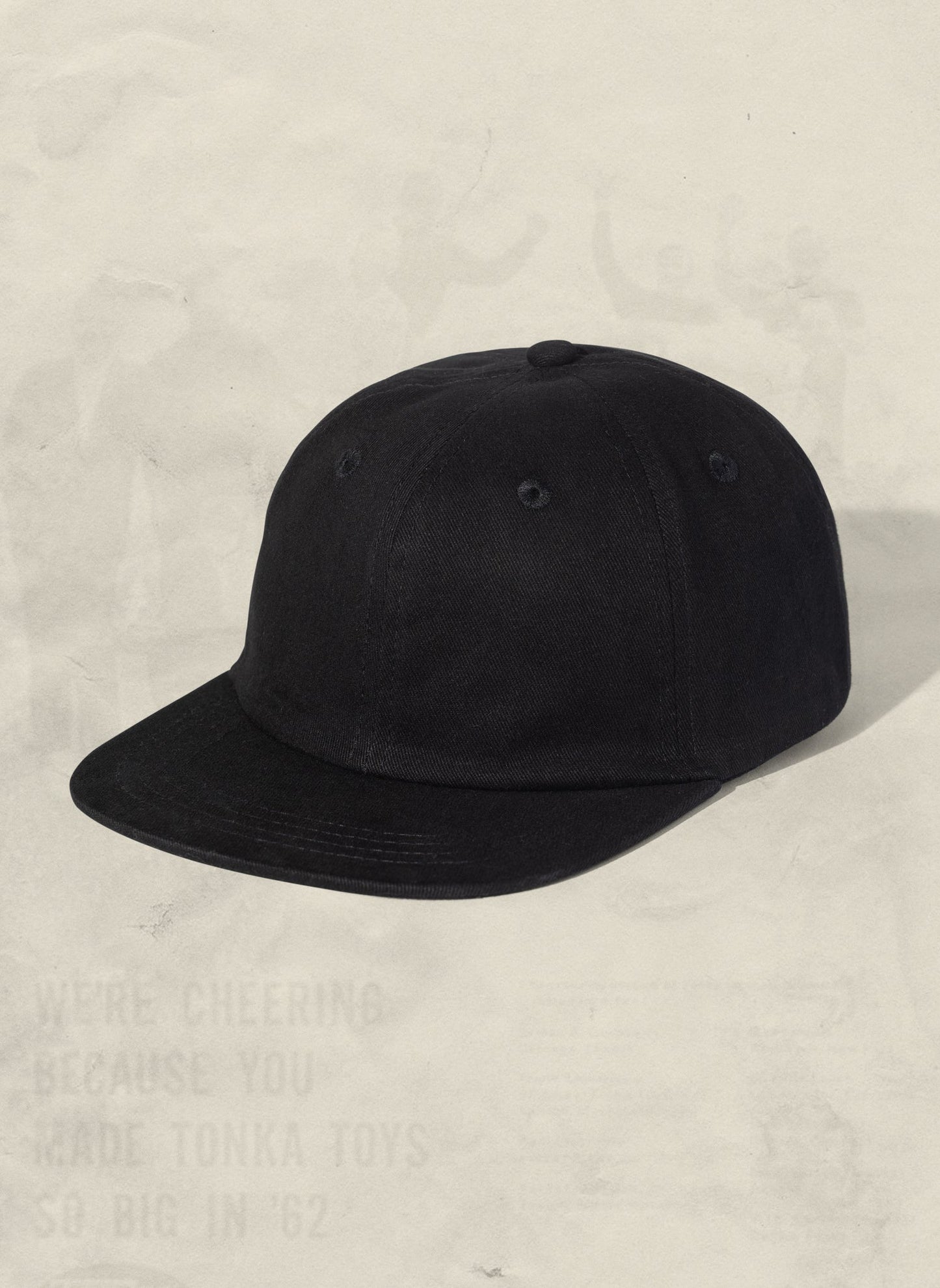 Weld Mfg Brushed Cotton Twill Kids Unstructured 6 Panel Vintage Inspired Baseball Strapback Hat - Laid Back Childrens Headwear - Black