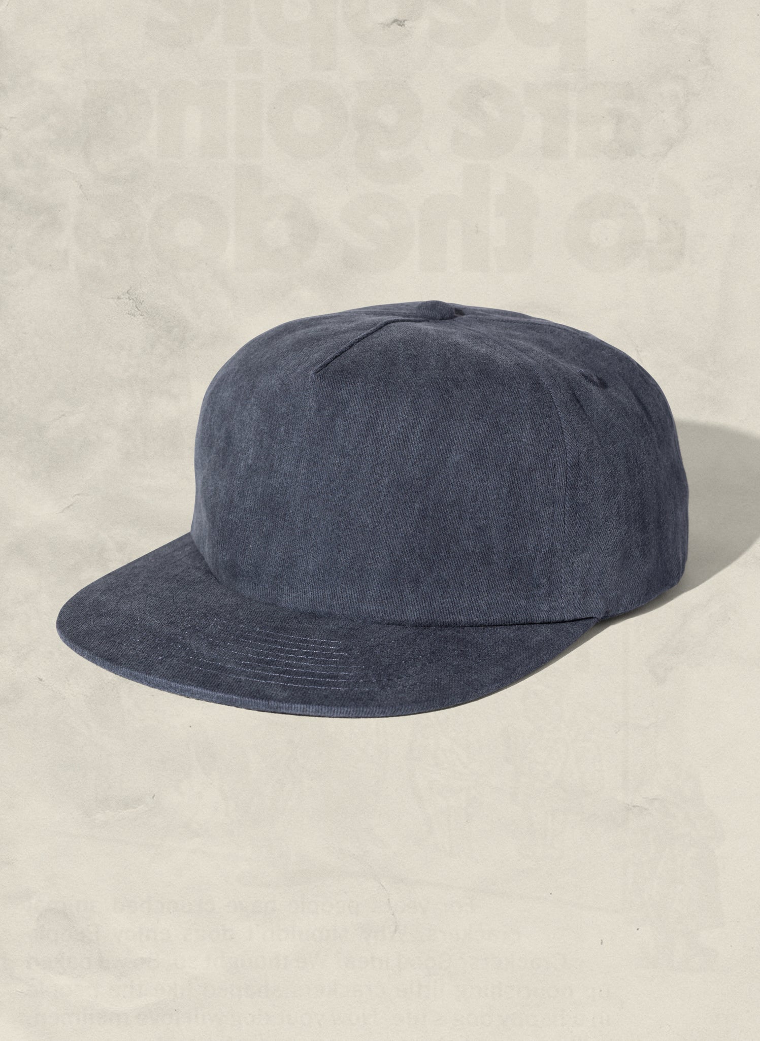 Weld Mfg Washed Brushed Cotton Twill Pigment Dyed Unstructured 5 Panel Vintage Inspired Baseball Strapback Hat - Laid Back Headwear - Navy