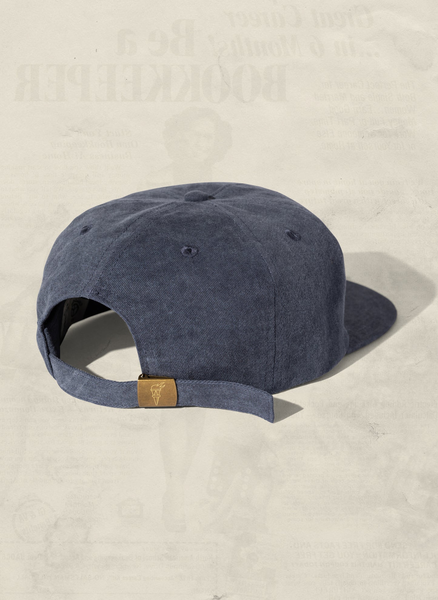 Weld Mfg Washed Brushed Cotton Twill Pigment Dyed Unstructured 5 Panel Vintage Inspired Baseball Strapback Hat - Laid Back Headwear - Navy