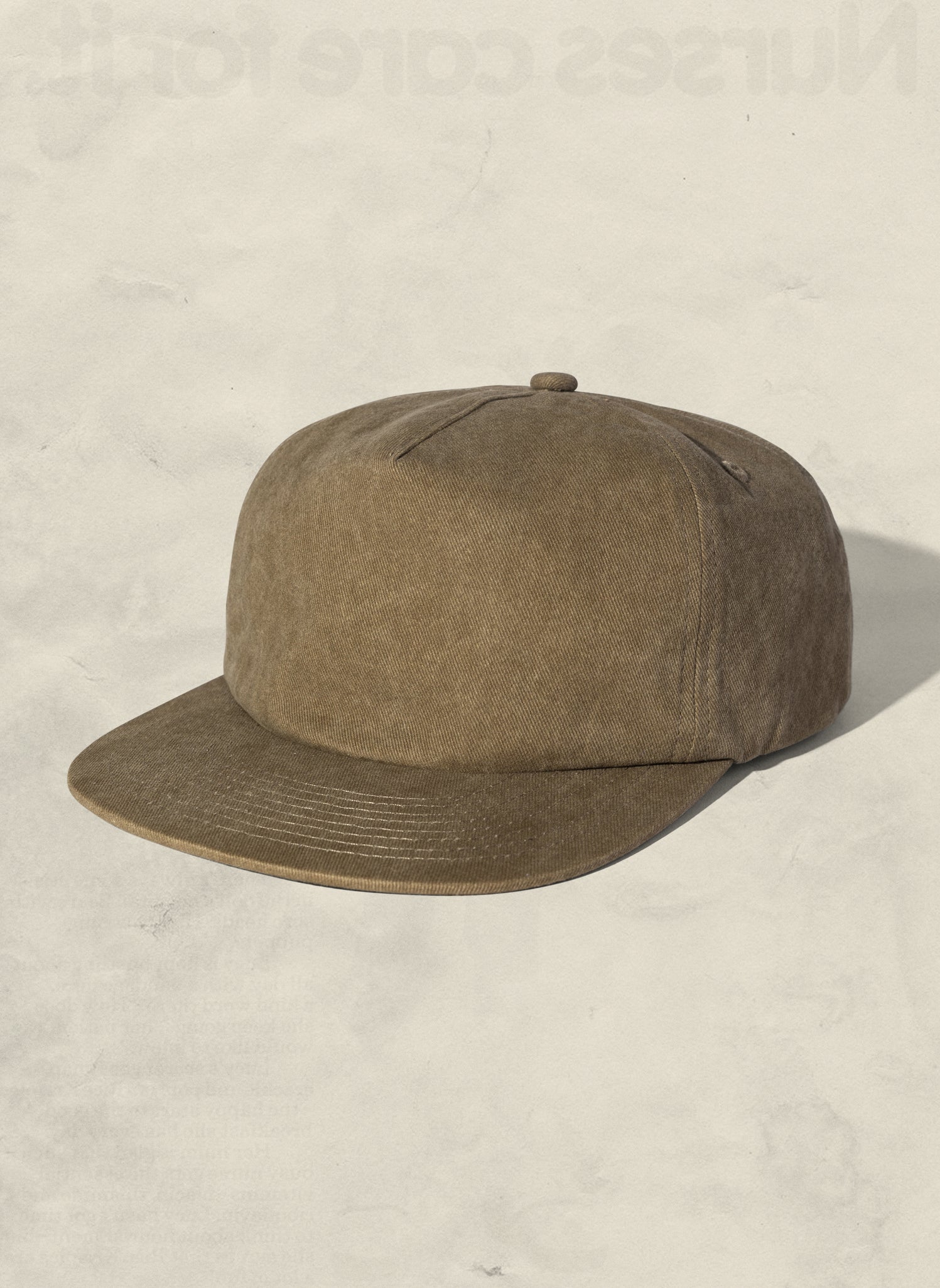 Weld Mfg Washed Brushed Cotton Twill Pigment Dyed Unstructured 5 Panel Vintage Inspired Baseball Strapback Hat - Laid Back Headwear - Brown