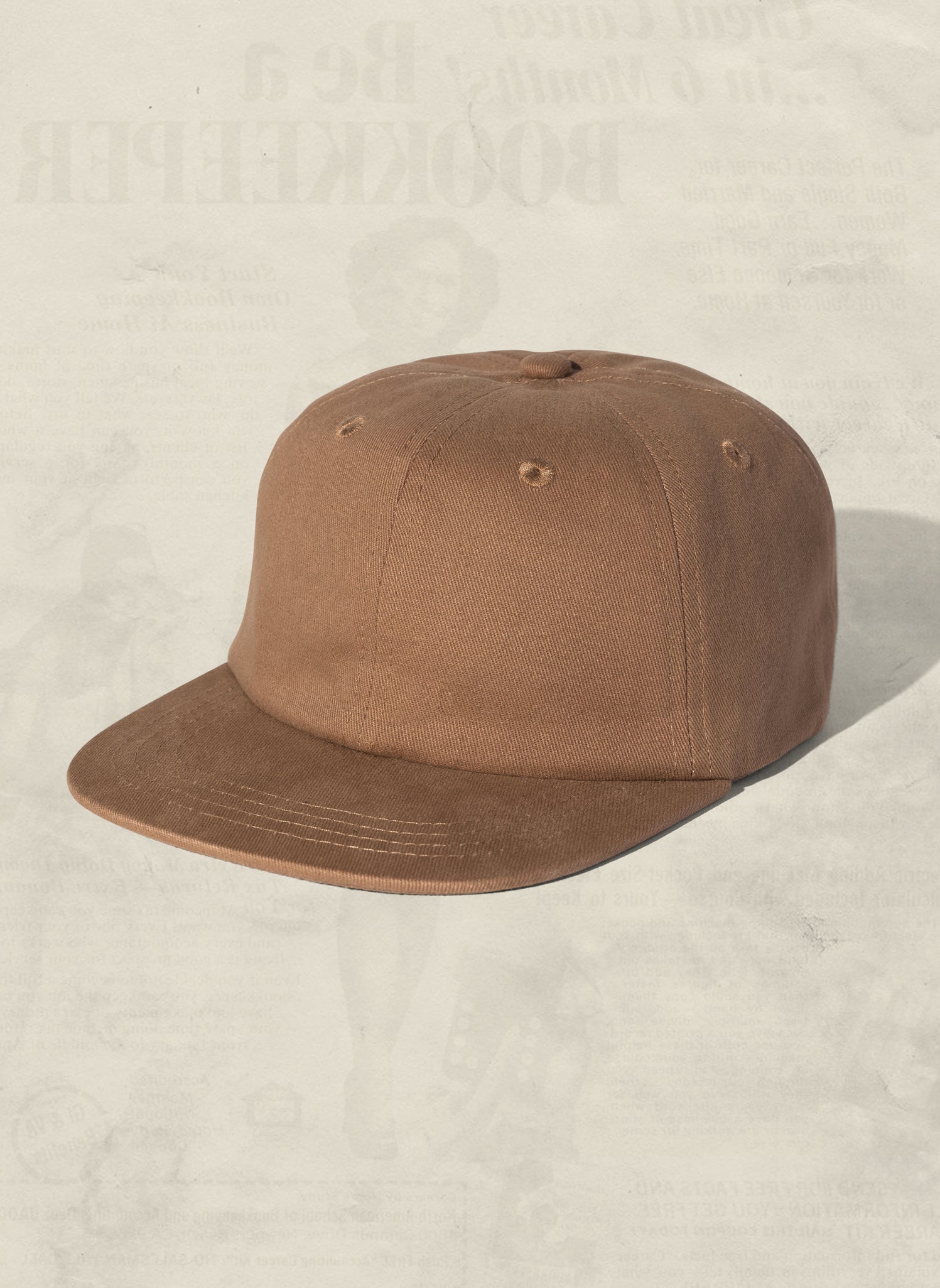 Weld Mfg Brushed Cotton Twill Kids Unstructured 6 Panel Vintage Inspired Baseball Strapback Hat - Laid Back Childrens Headwear - Light Brown