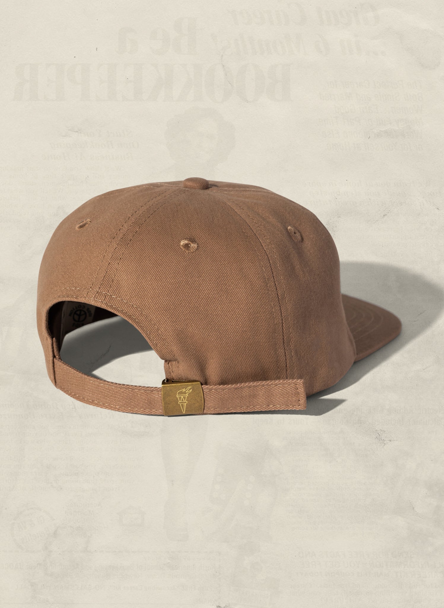 Weld Mfg Brushed Cotton Twill Kids Unstructured 6 Panel Vintage Inspired Baseball Strapback Hat - Laid Back Childrens Headwear - Light Brown