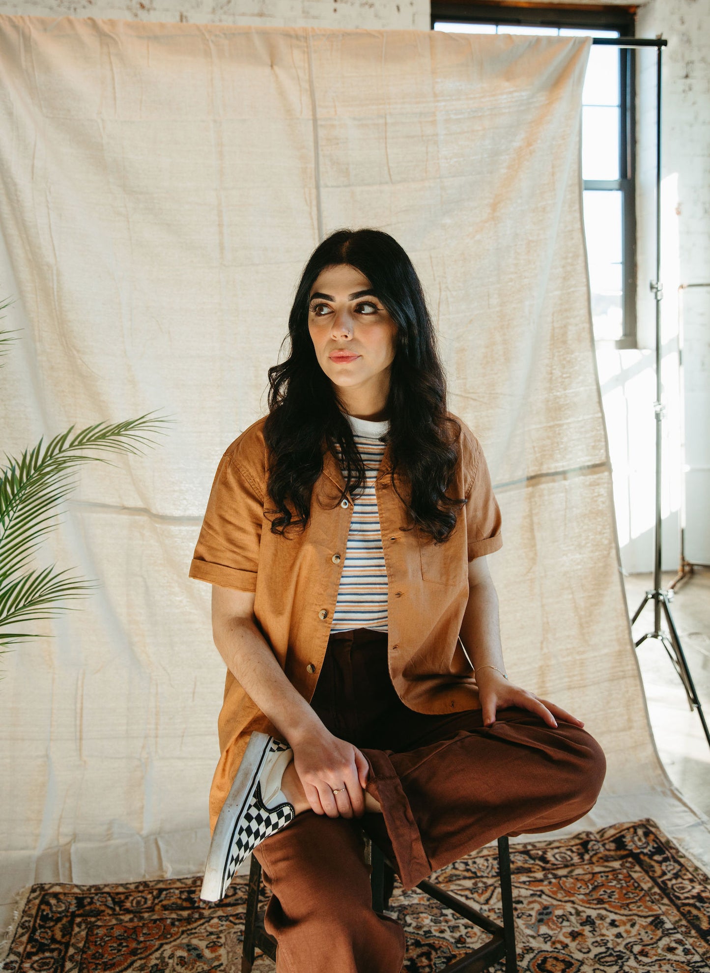 Soft Durable Hemp Organic Cotton Blend Button Up Shirt Unisex by Weld Mfg Earthy Tone Rust Vacation Collared Camp Shirt