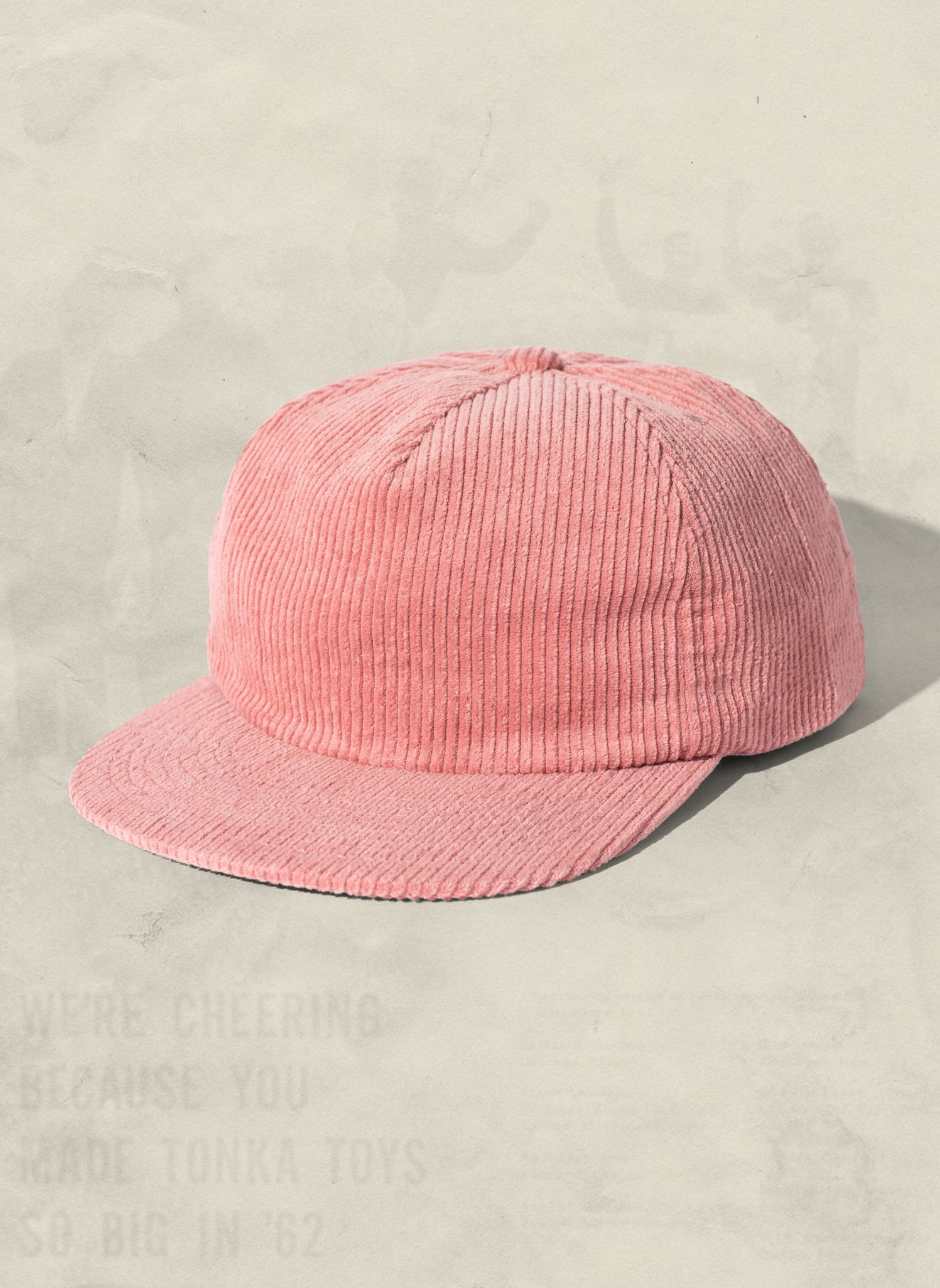 WELD MFG Corduroy 5-Panel Field Trip Hat with unstructured crown and adjustable strap, Blush