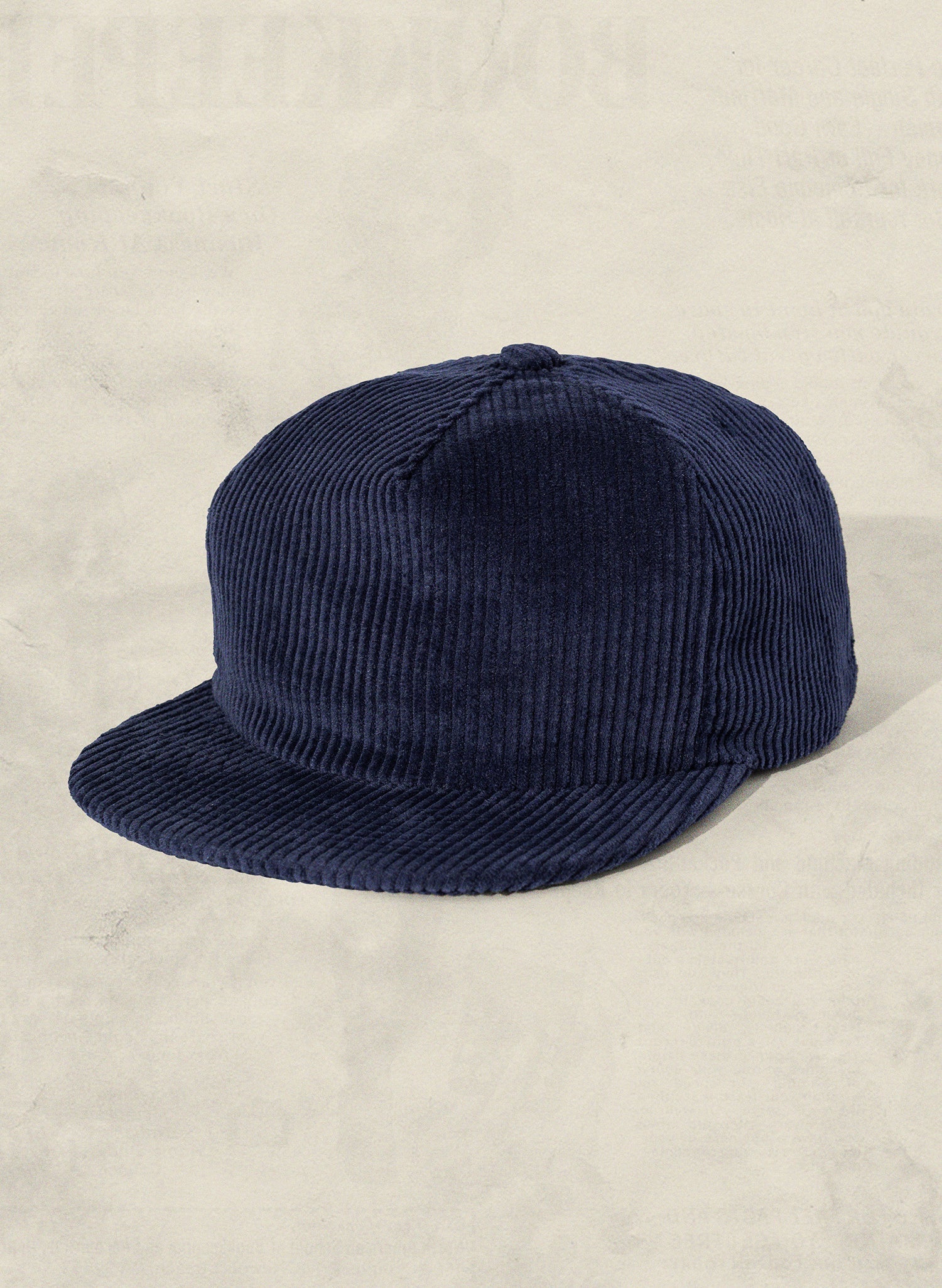 WELD MFG Corduroy 5-Panel Field Trip Hat with unstructured crown and adjustable strap, Navy