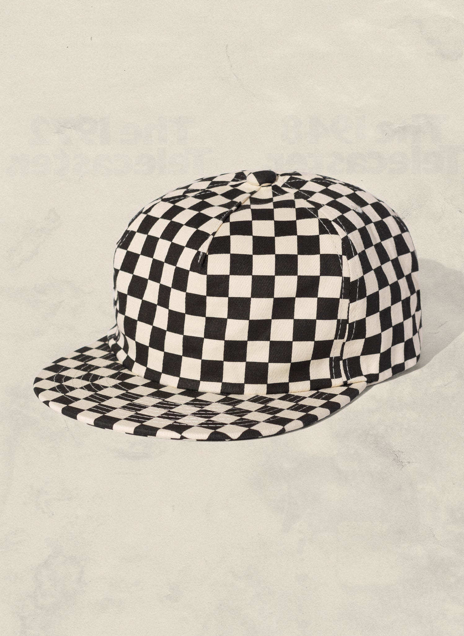 WELD MFG Checkerboard Field Trip Hat - vintage-style 5-panel cotton cap, Retro Printed Cotton Hat, Black