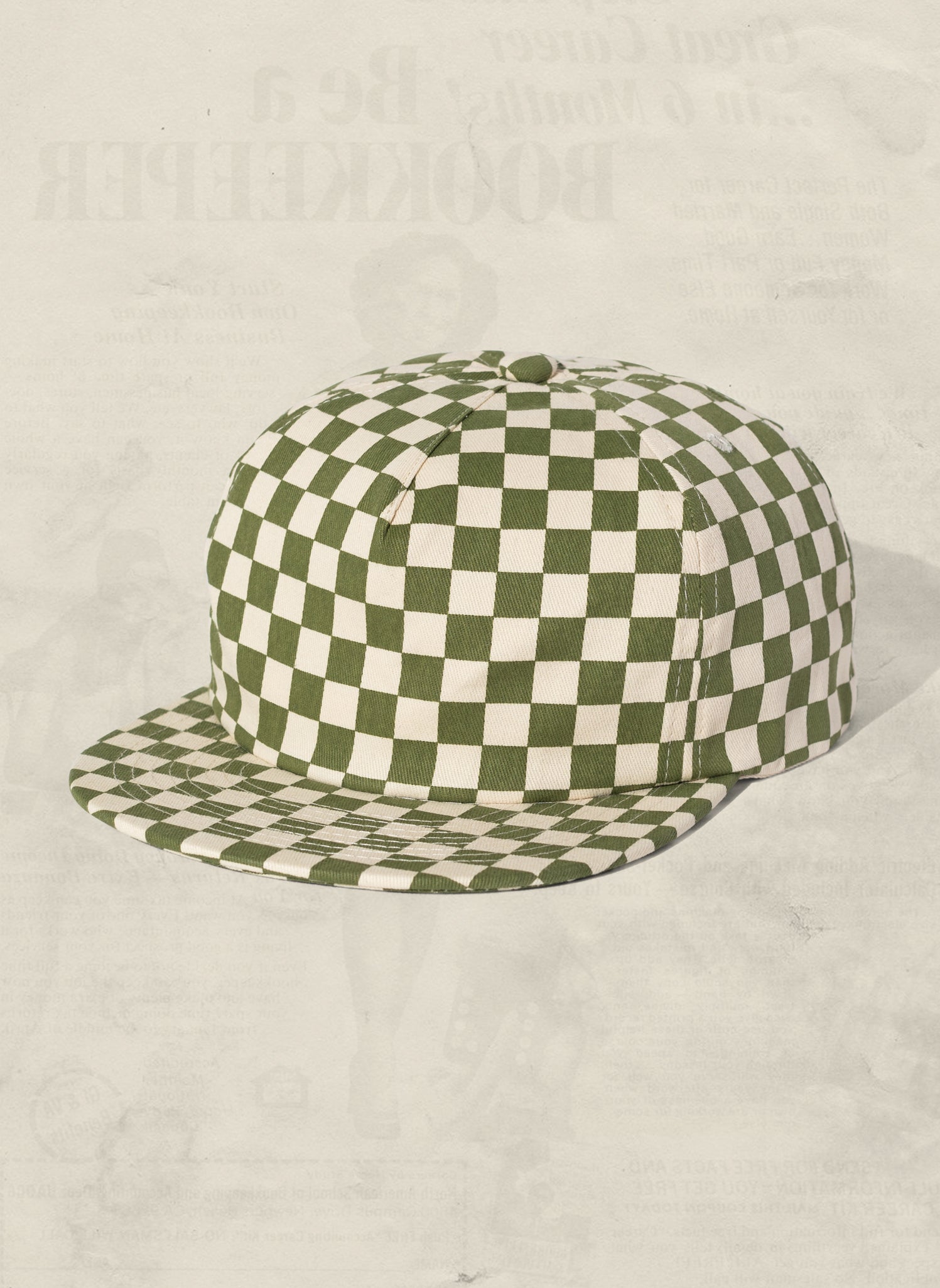 WELD MFG Checkerboard Field Trip Hat - vintage-style 5-panel cotton cap, Retro Printed Cotton Hat, Cactus